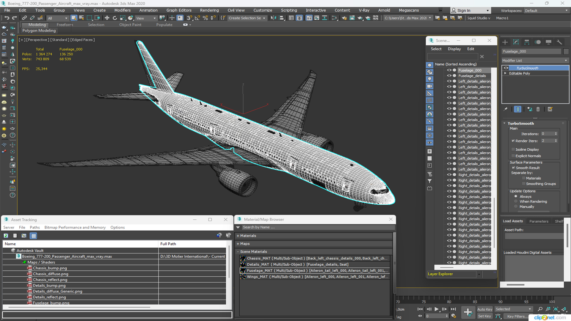 3D Boeing 777-200 Passenger Aircraft model