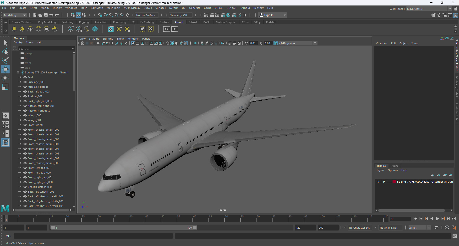 3D Boeing 777-200 Passenger Aircraft model