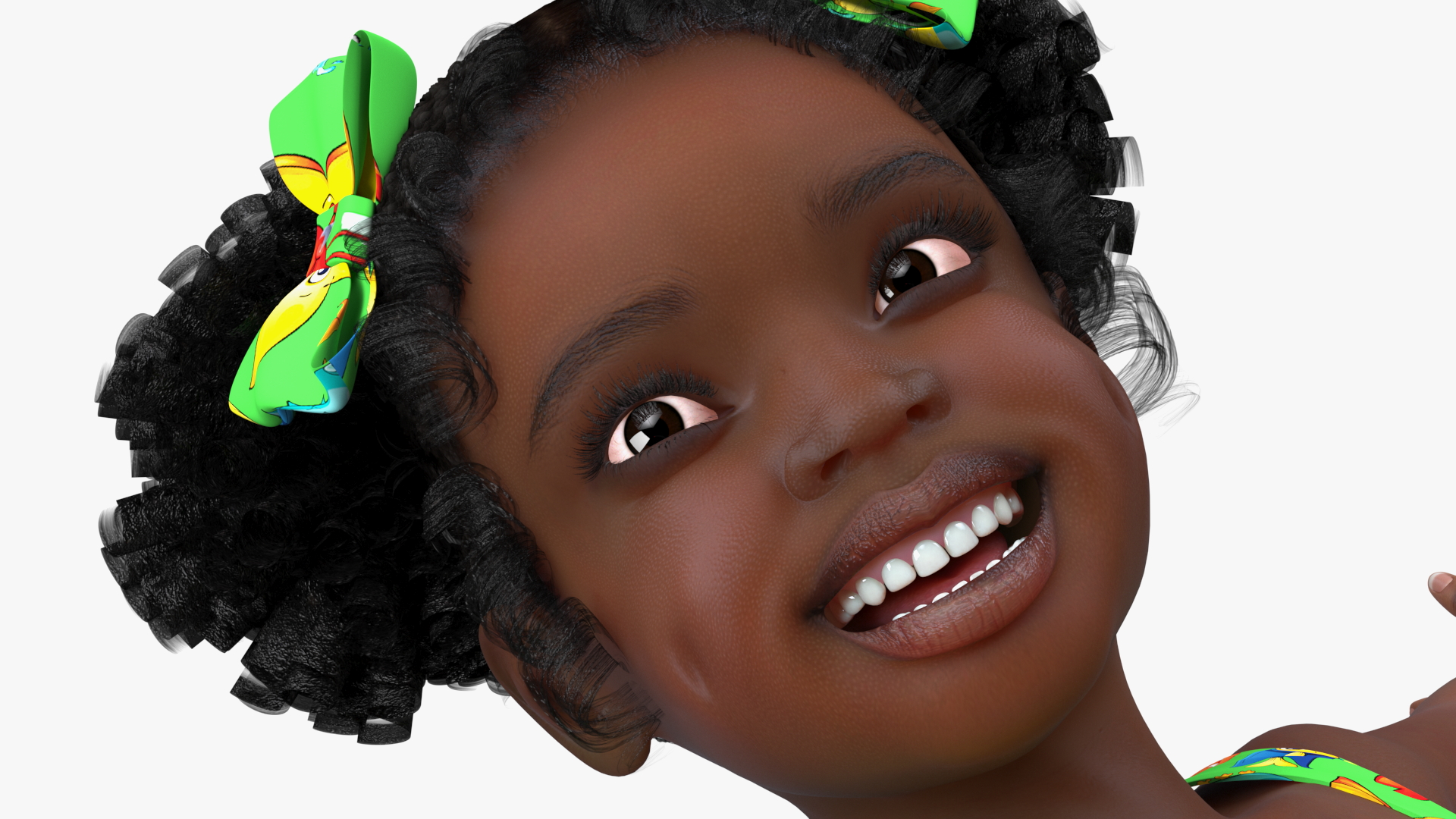 3D Black Child Girl With Swim Ring