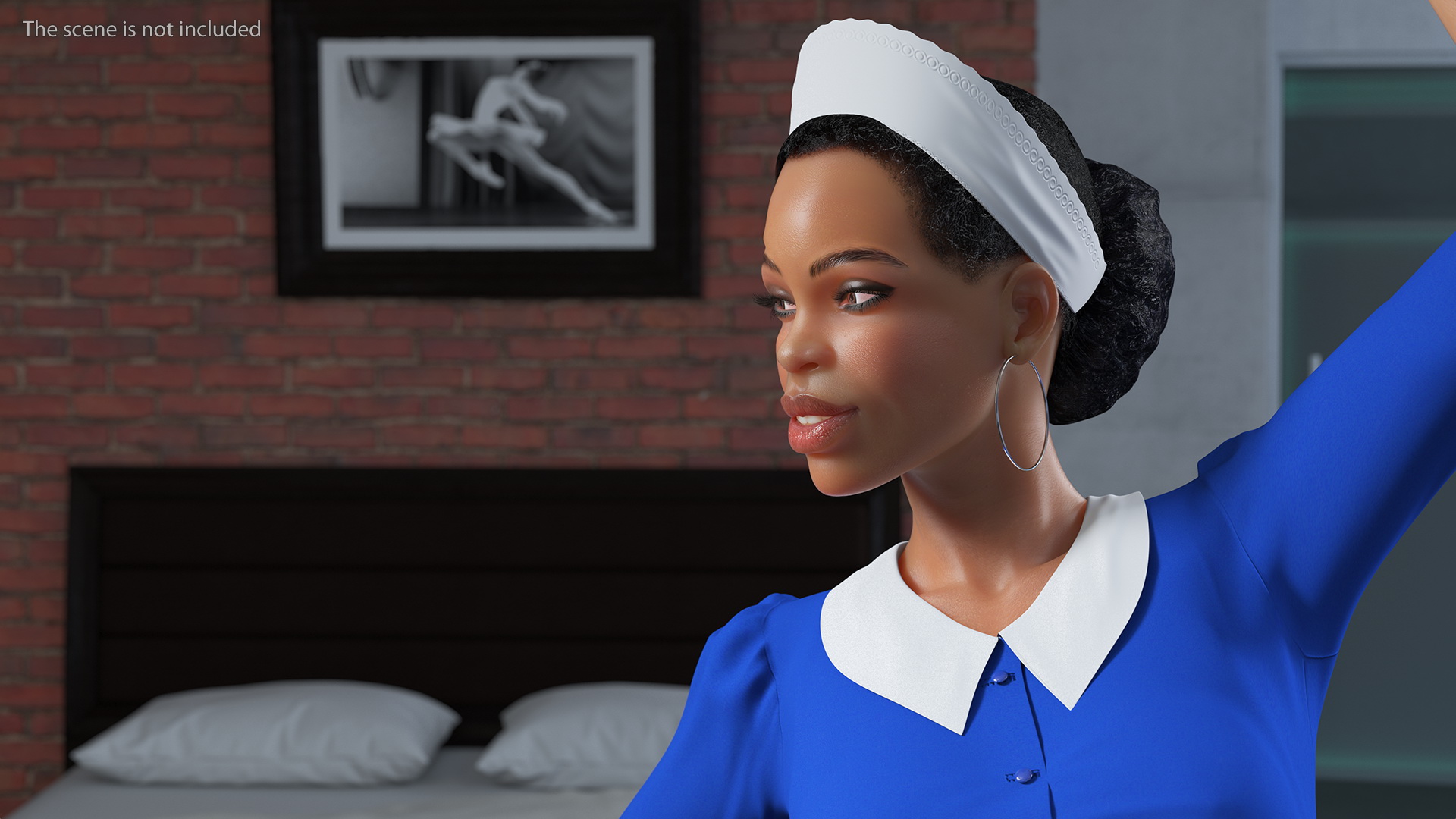 3D Light Skin Black Maid Rigged model