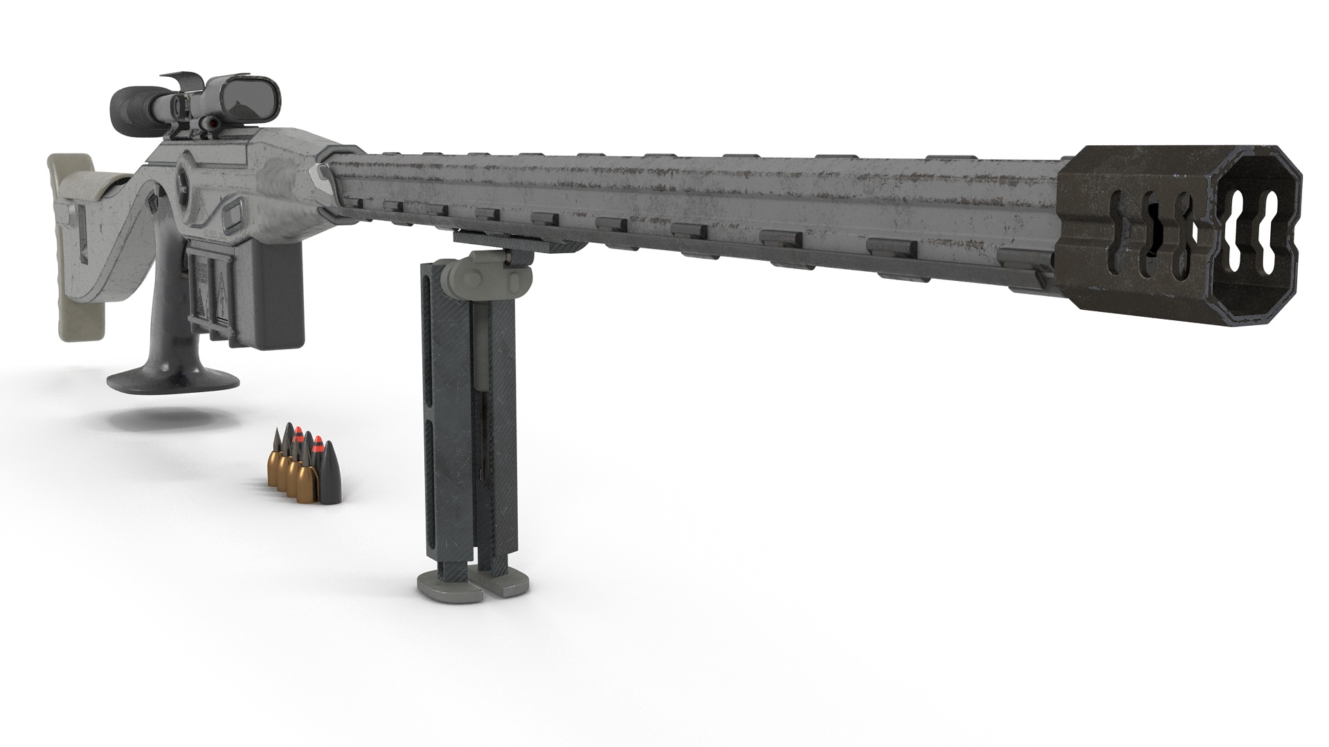 3D model Futuristic High-Precision Sniper Rifle with Telescopic Sight