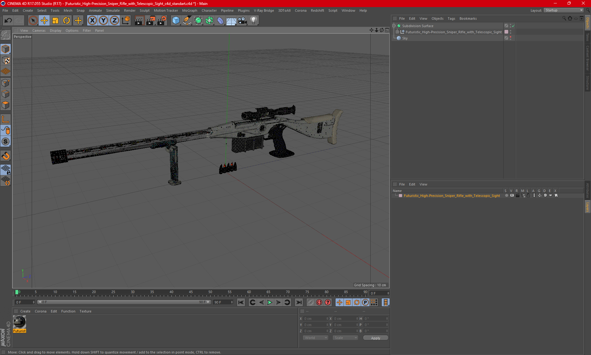 3D model Futuristic High-Precision Sniper Rifle with Telescopic Sight