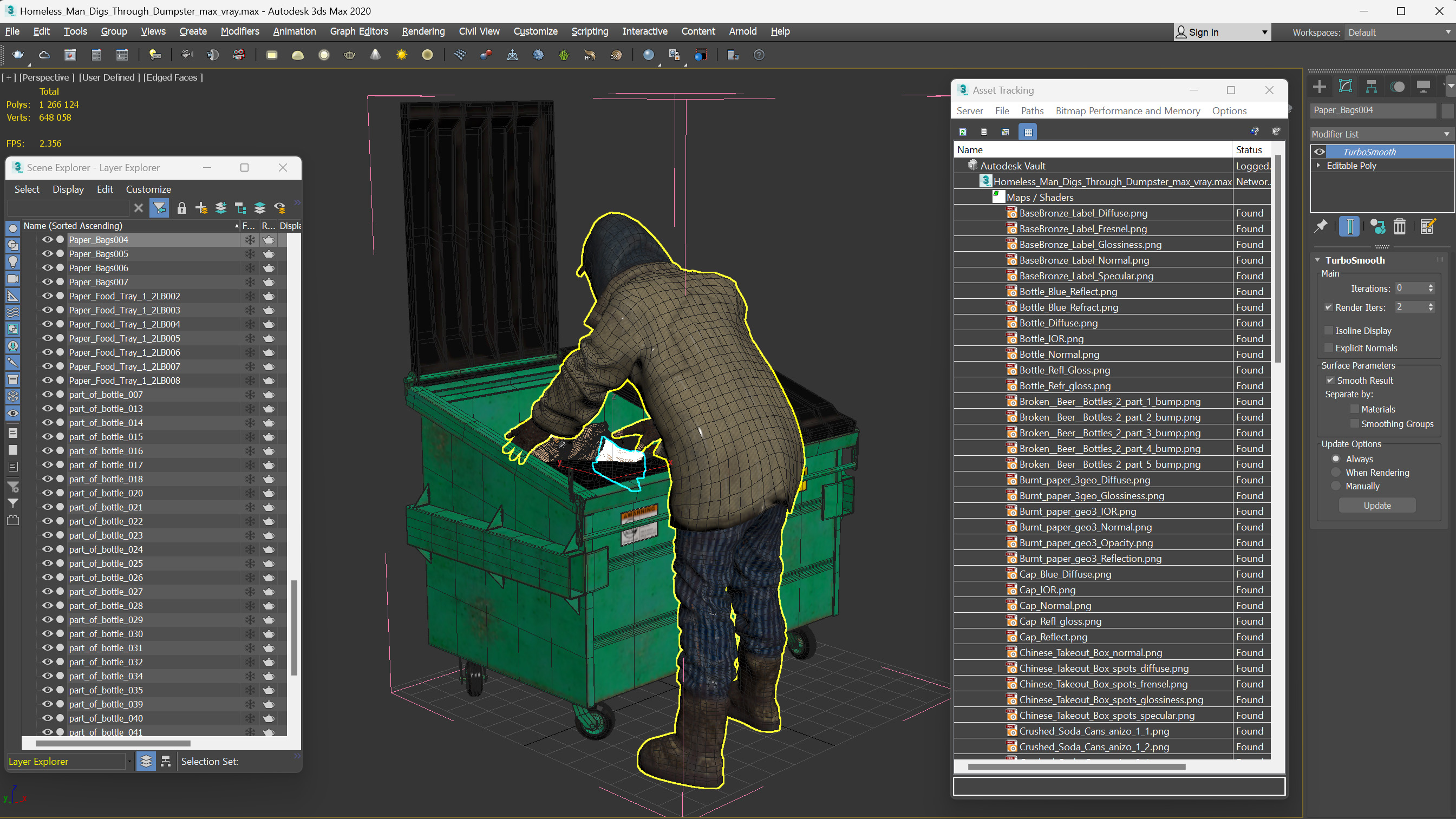 Homeless Man Digs Through Dumpster 3D model