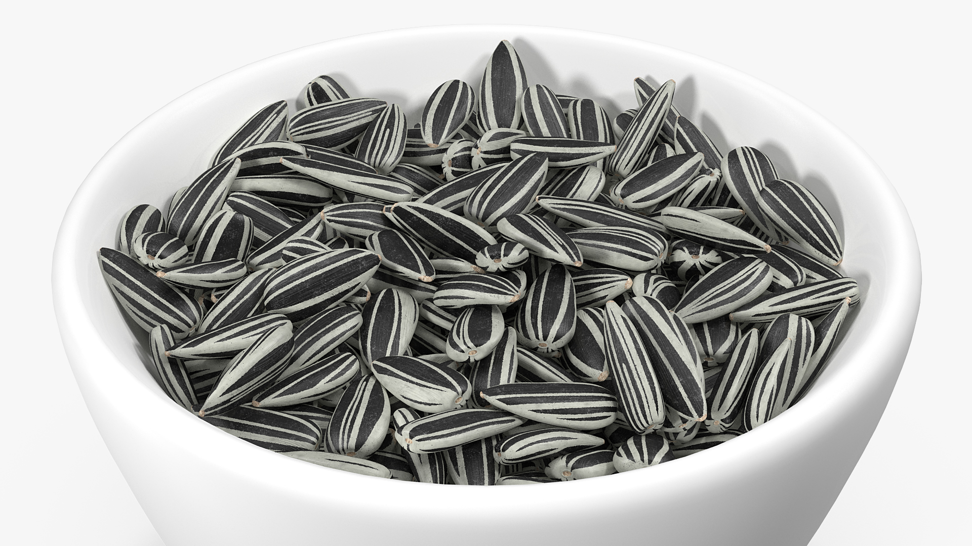 3D Striped Sunflower Seeds in a Bowl model