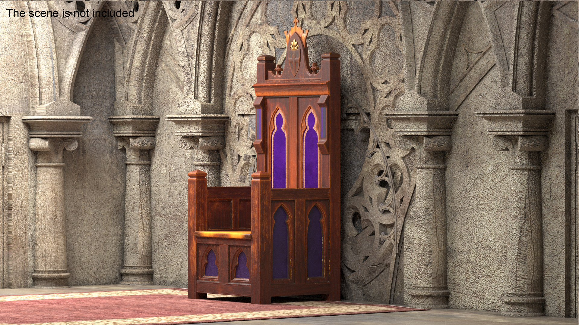 3D Antique Wooden Throne