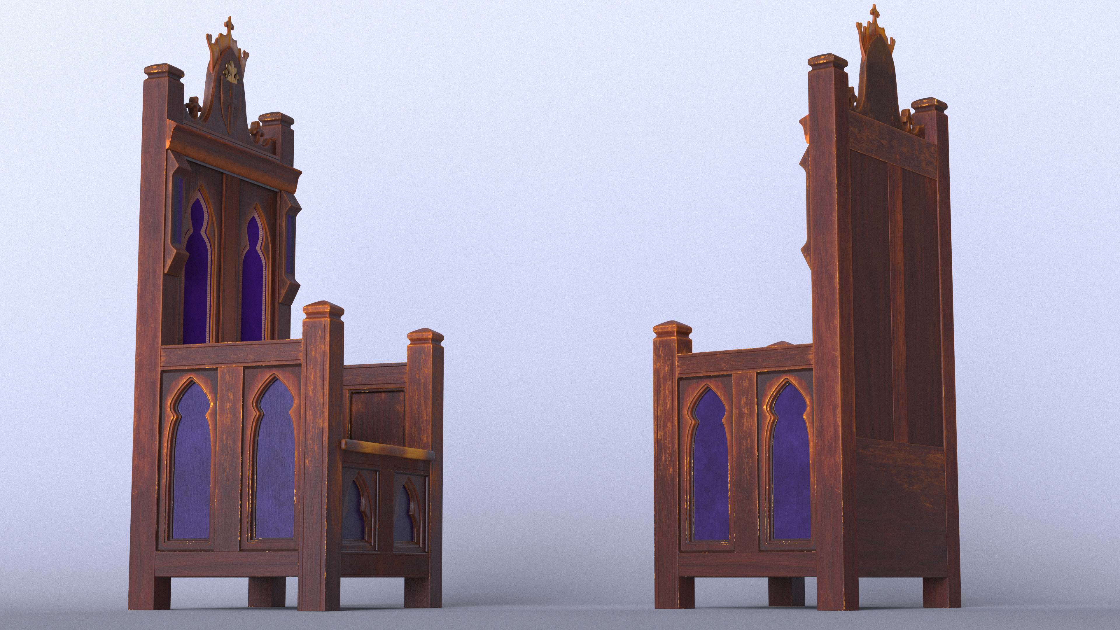 3D Antique Wooden Throne