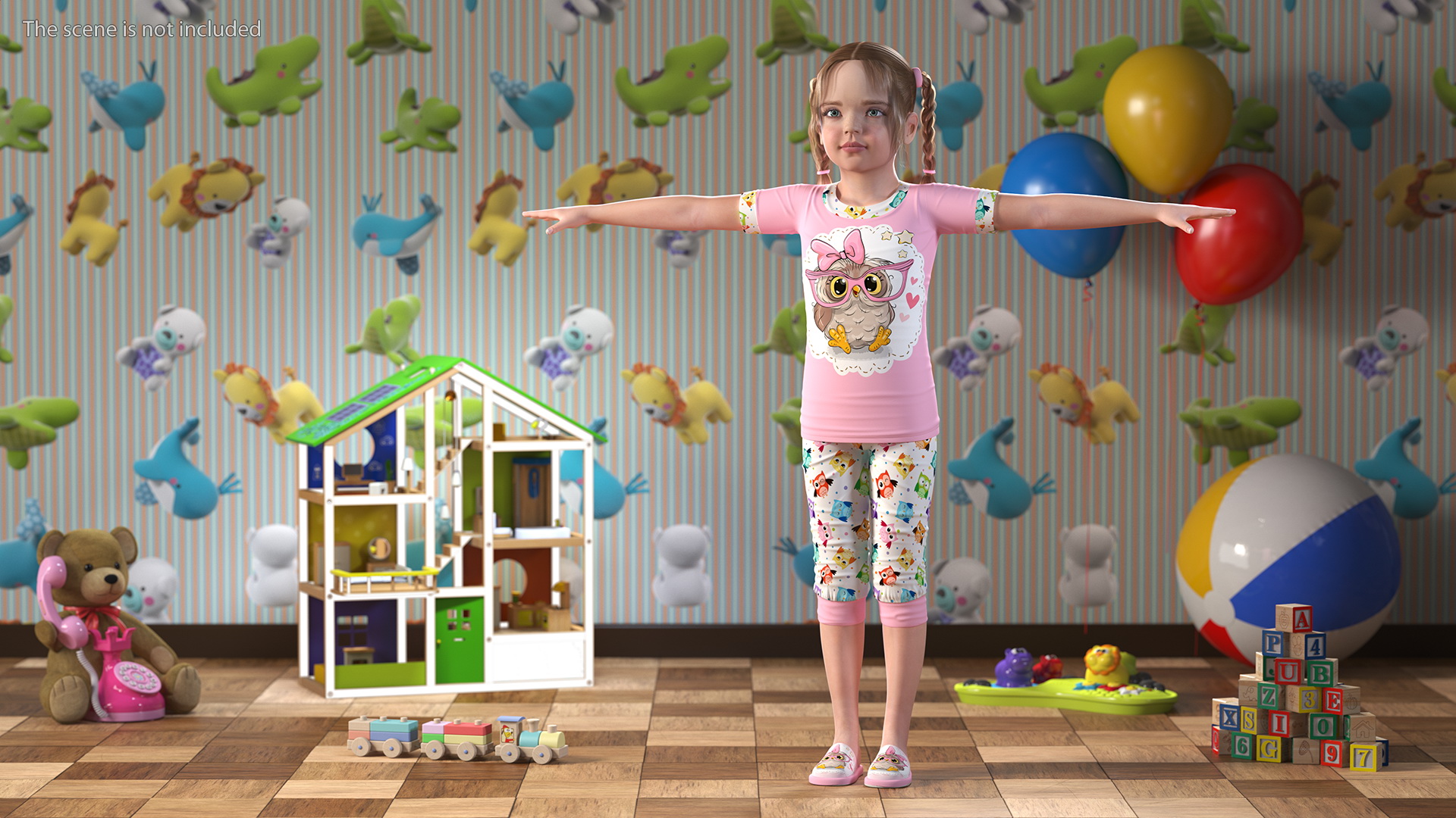 Young Girl Home Clothes Rigged for Cinema 4D 3D model