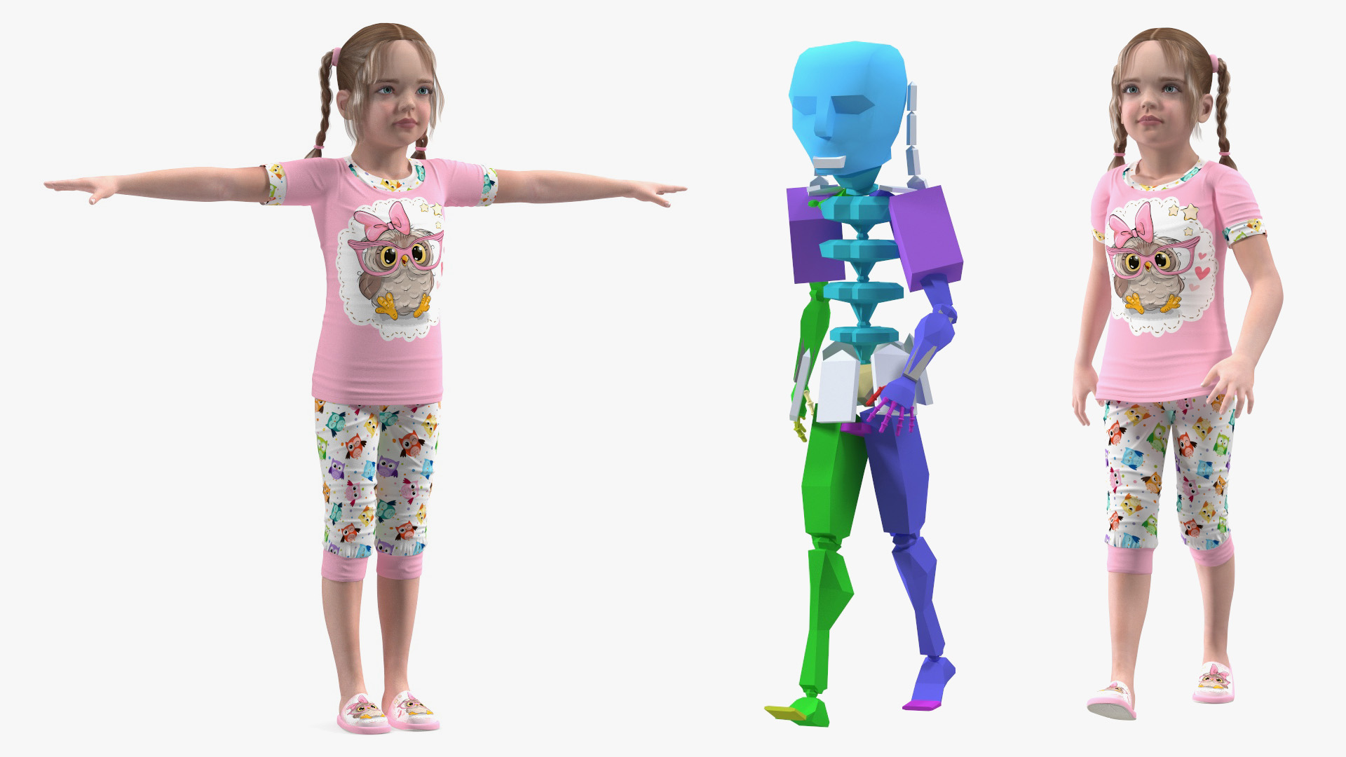 Young Girl Home Clothes Rigged for Cinema 4D 3D model