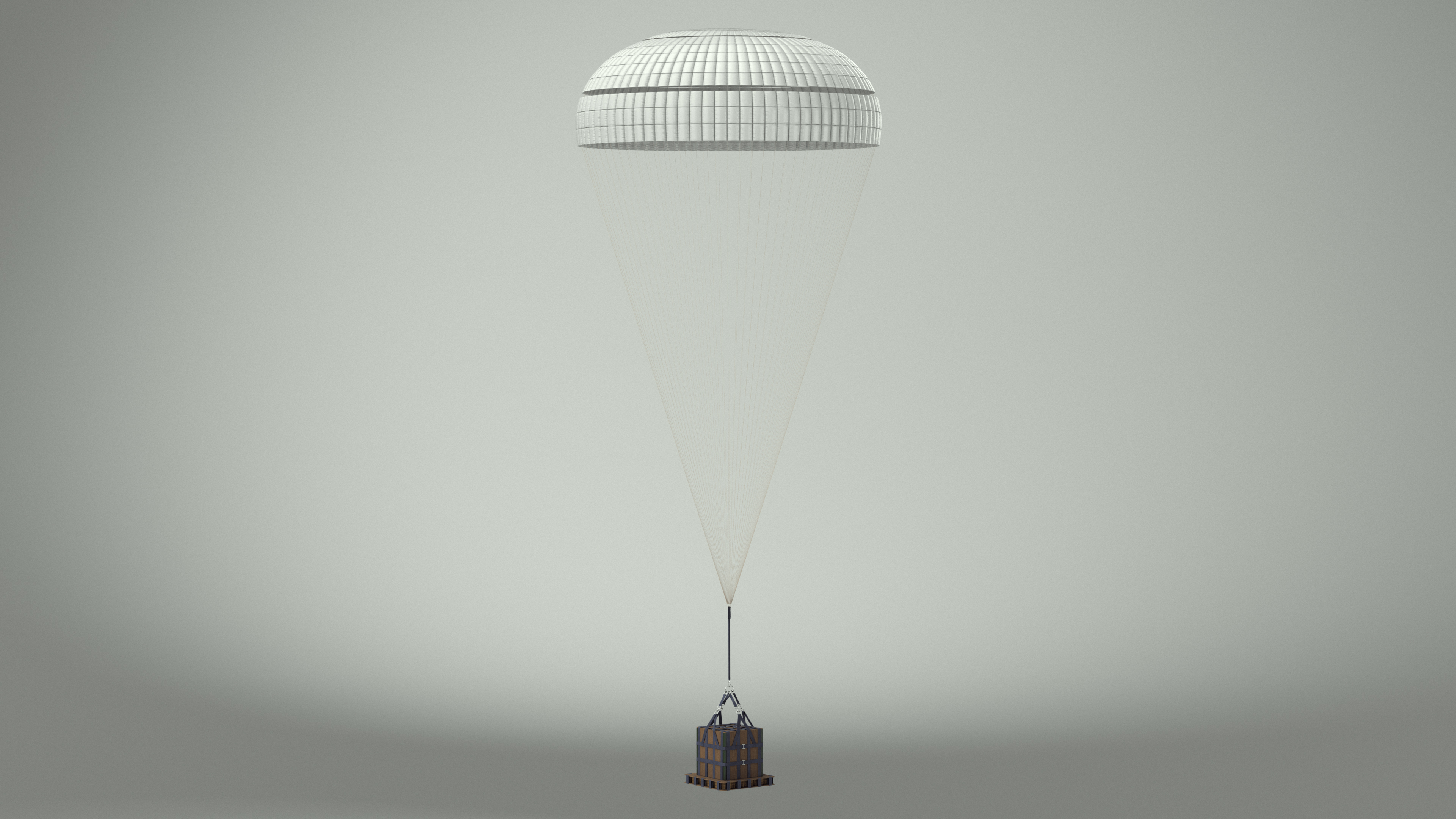 Single Subscale Parachute Cargo System White 3D model