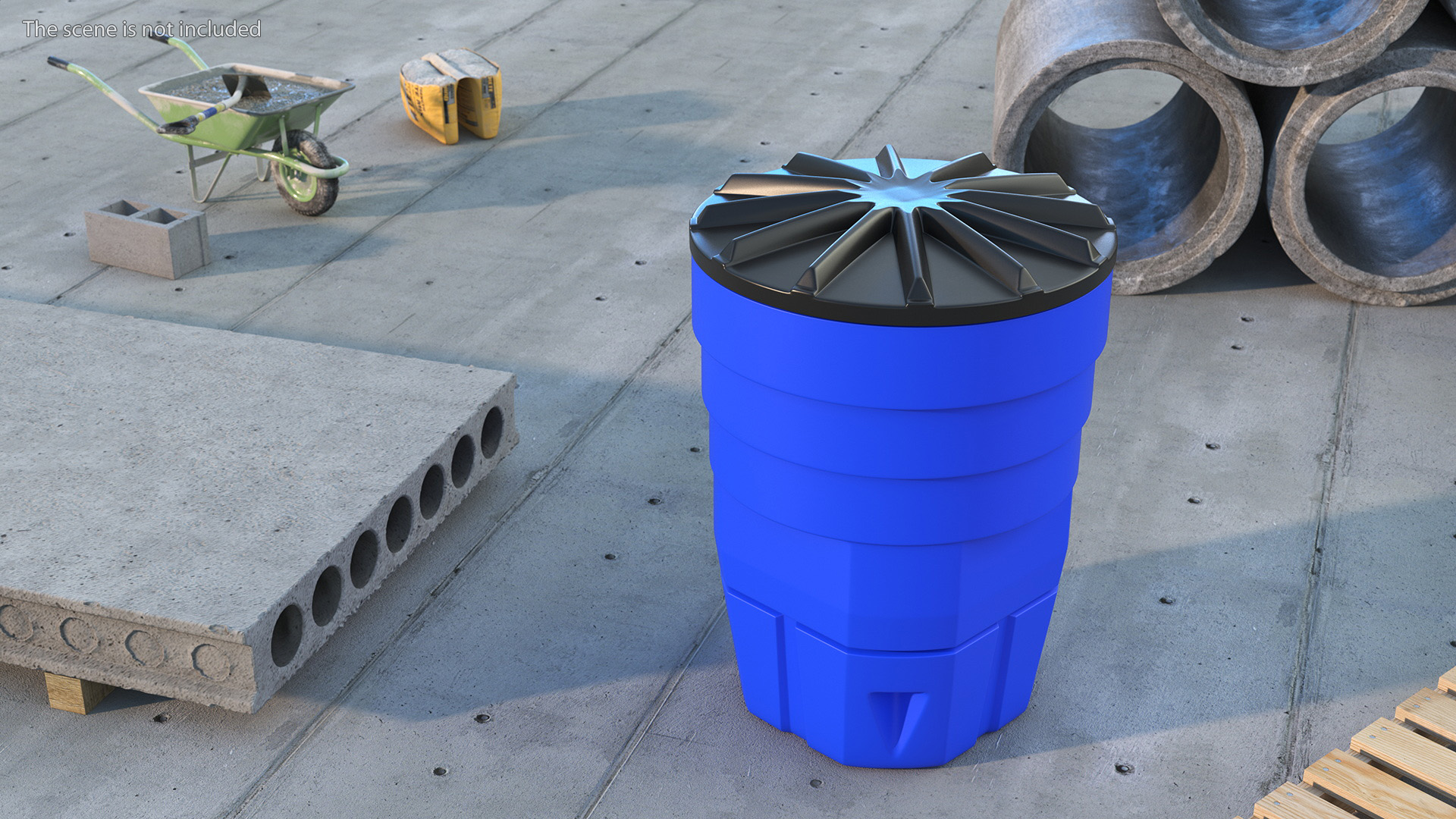 3D Blue Plastic Barrel with Lid model