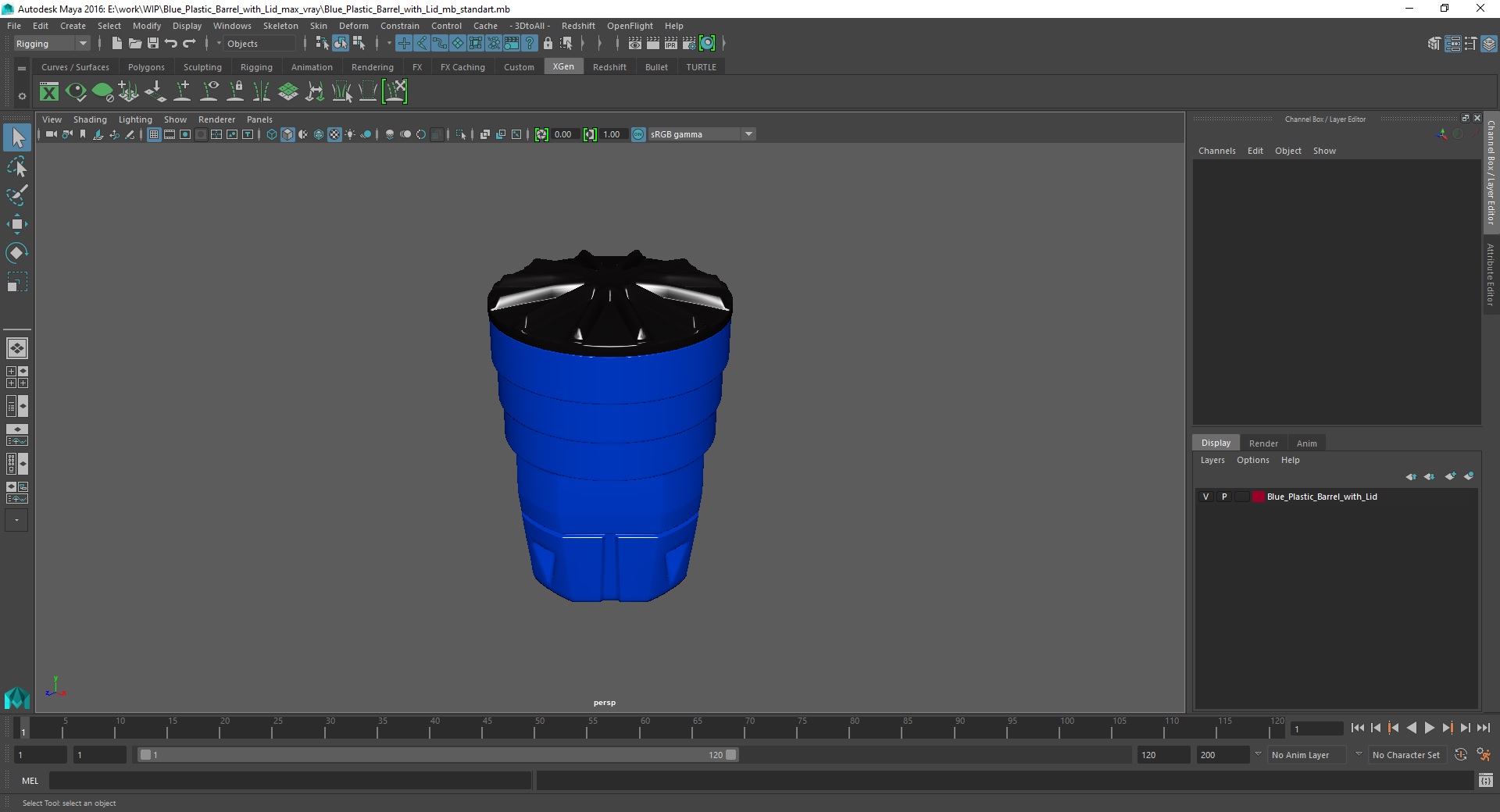 3D Blue Plastic Barrel with Lid model