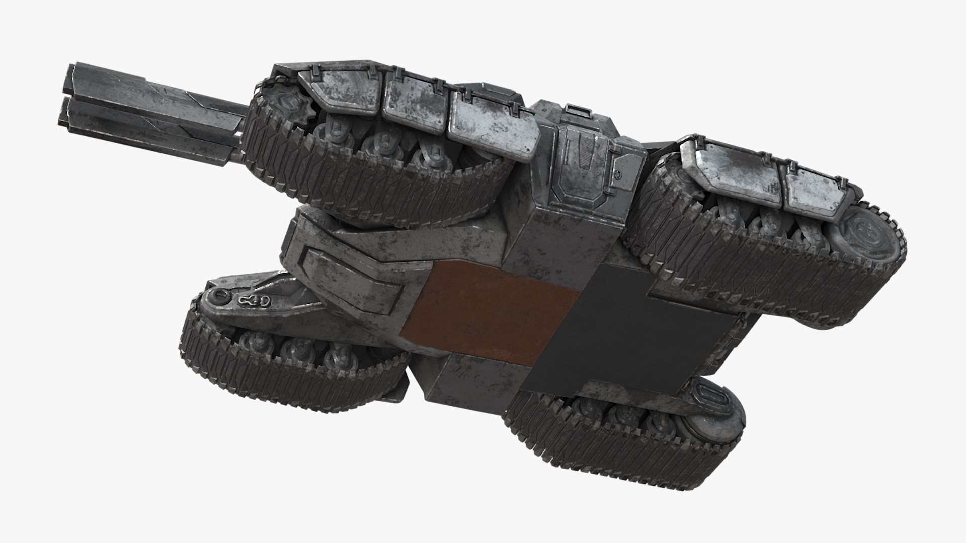 3D Fantastic Combat Tank with Damaged Rigged