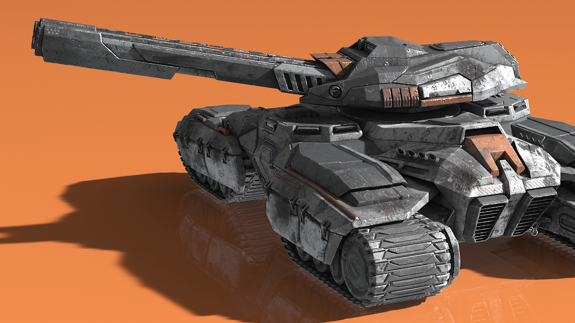 3D Fantastic Combat Tank with Damaged Rigged