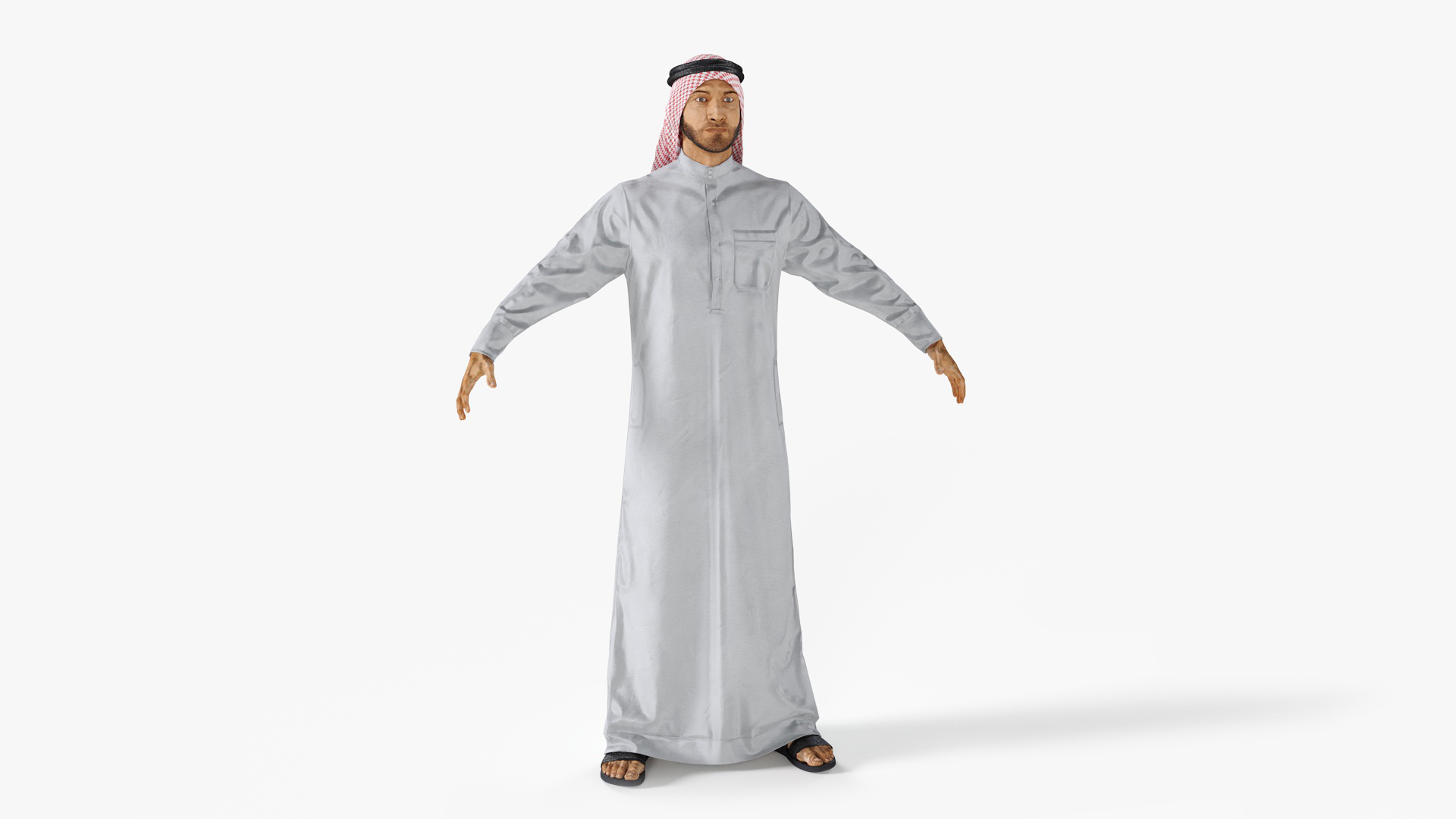 Arab Man with Traditional Arabic Hat Rigged Fur 3D