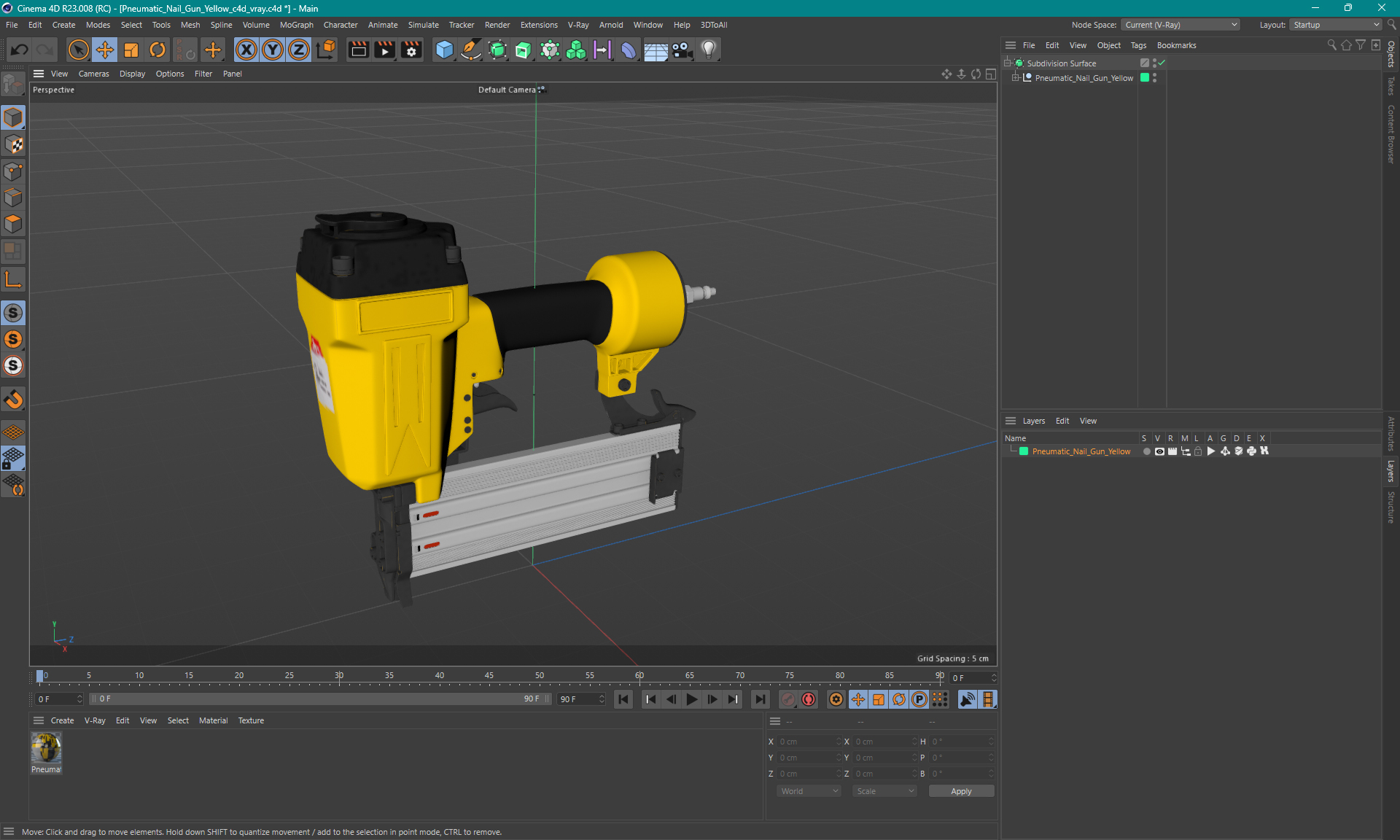 3D model Pneumatic Nail Gun Yellow