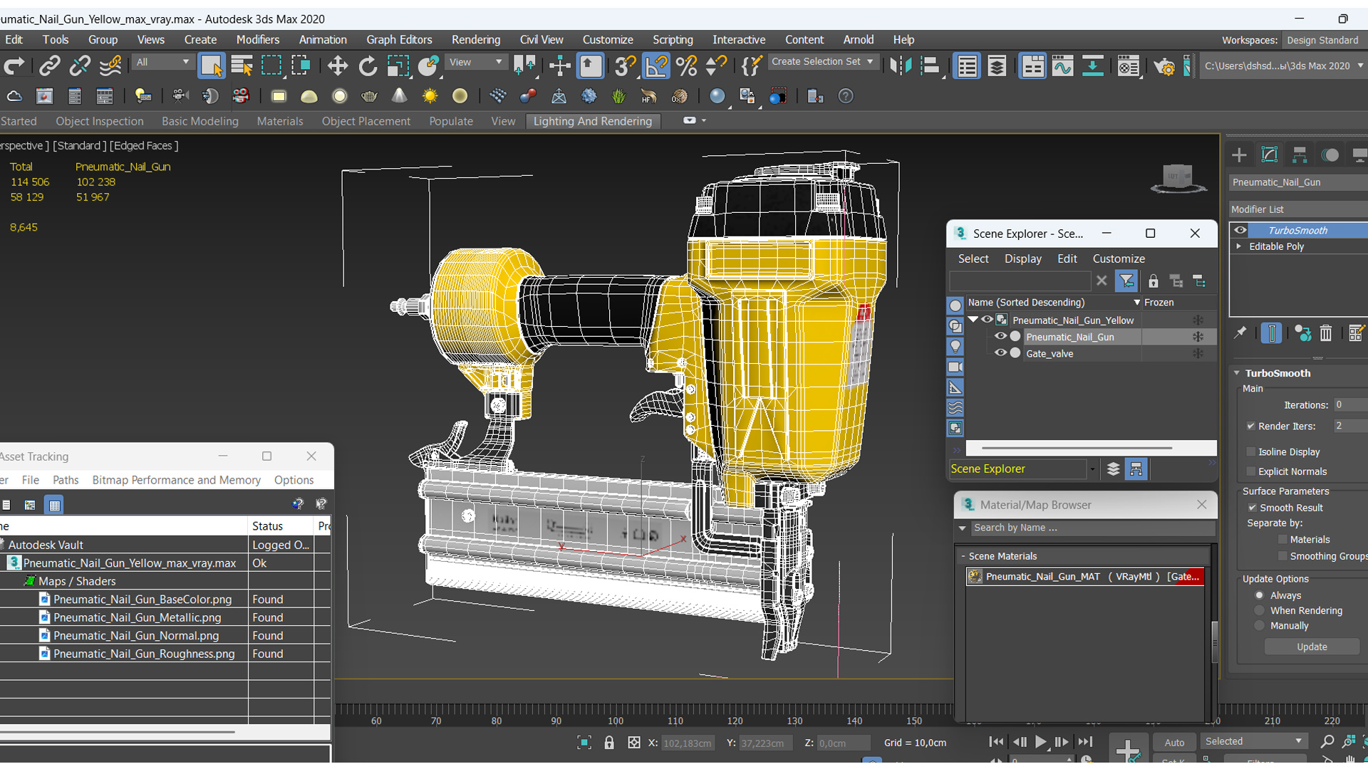 3D model Pneumatic Nail Gun Yellow