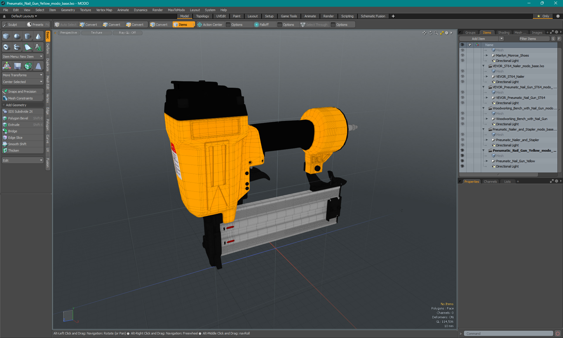 3D model Pneumatic Nail Gun Yellow