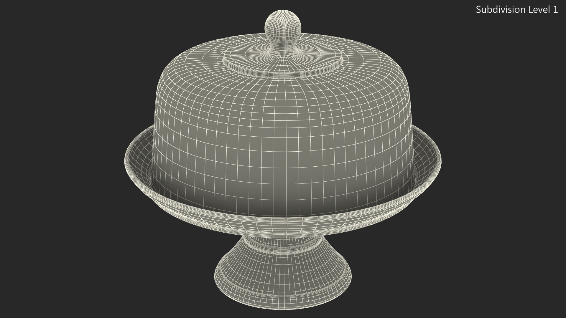 Cake Stand Wooden with Dome 3D