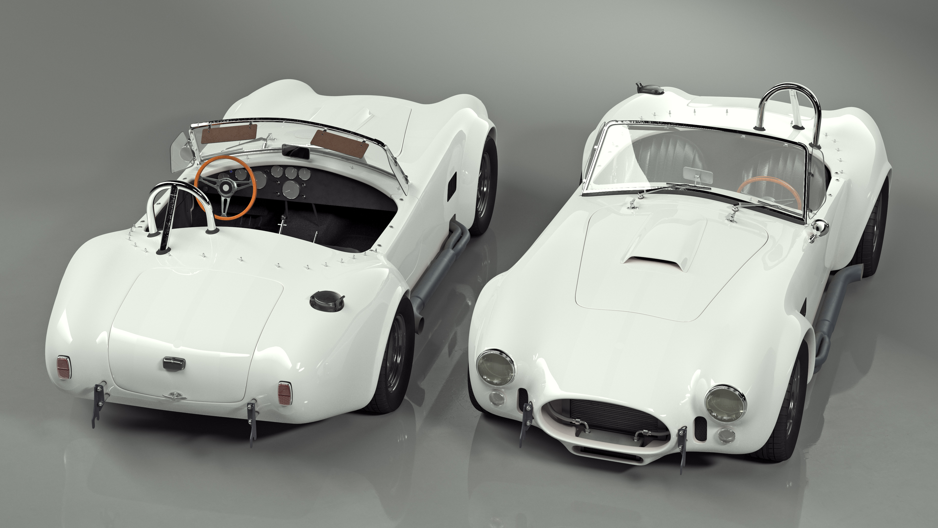 Retro Sports Car White 3D