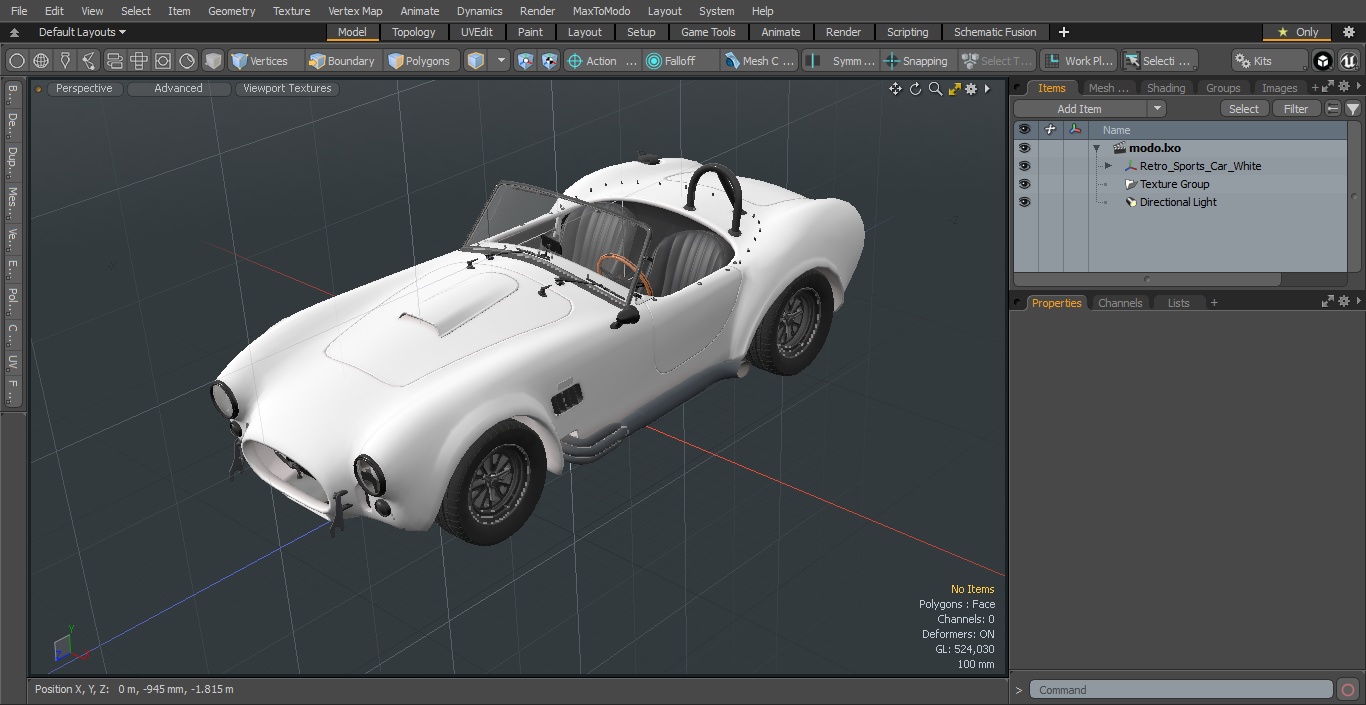 Retro Sports Car White 3D