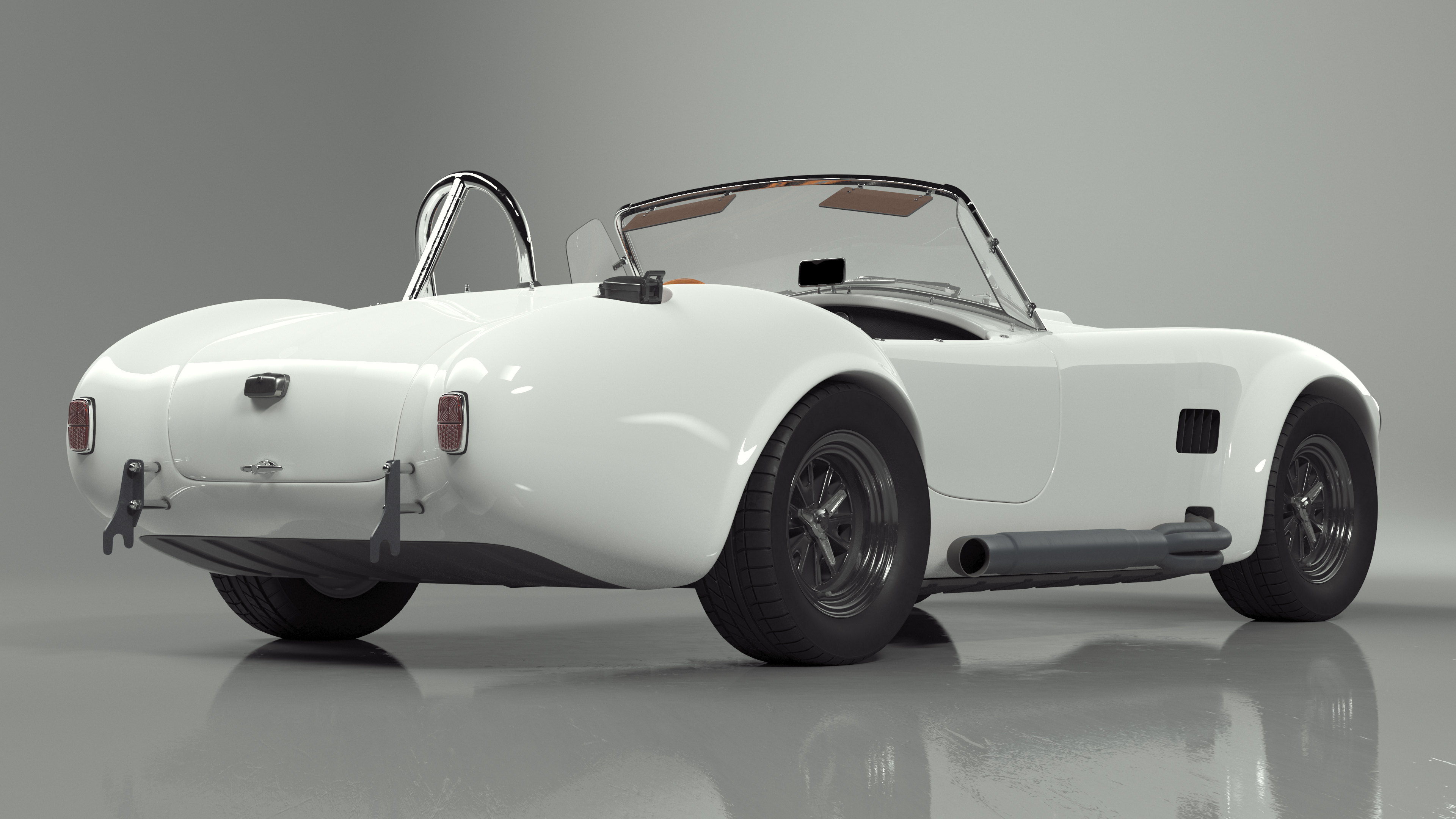 Retro Sports Car White 3D