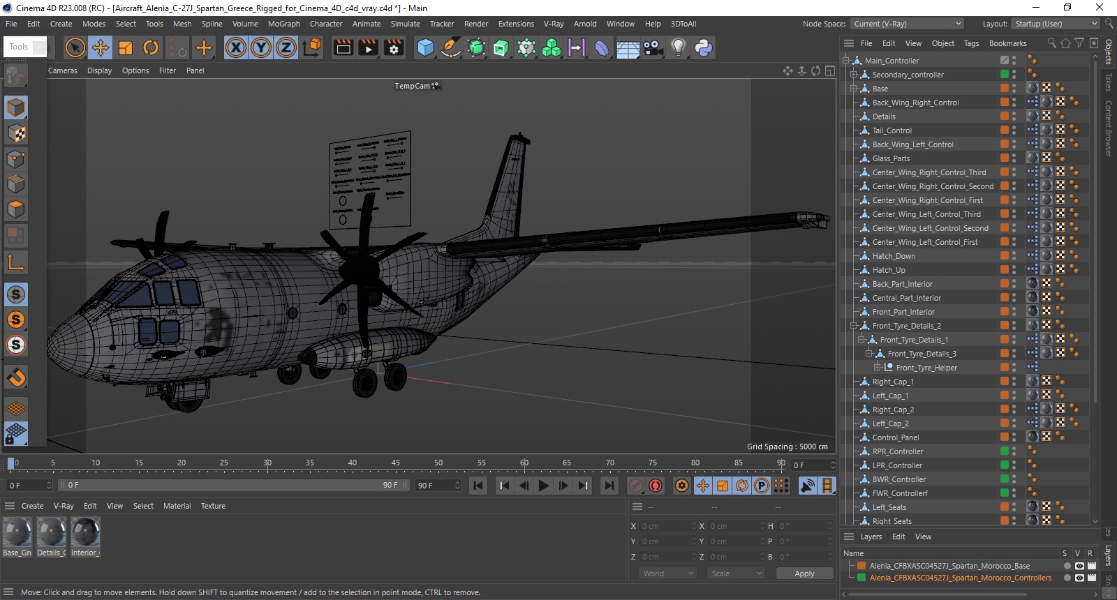 Aircraft Alenia C-27J Spartan Greece Rigged for Cinema 4D 3D