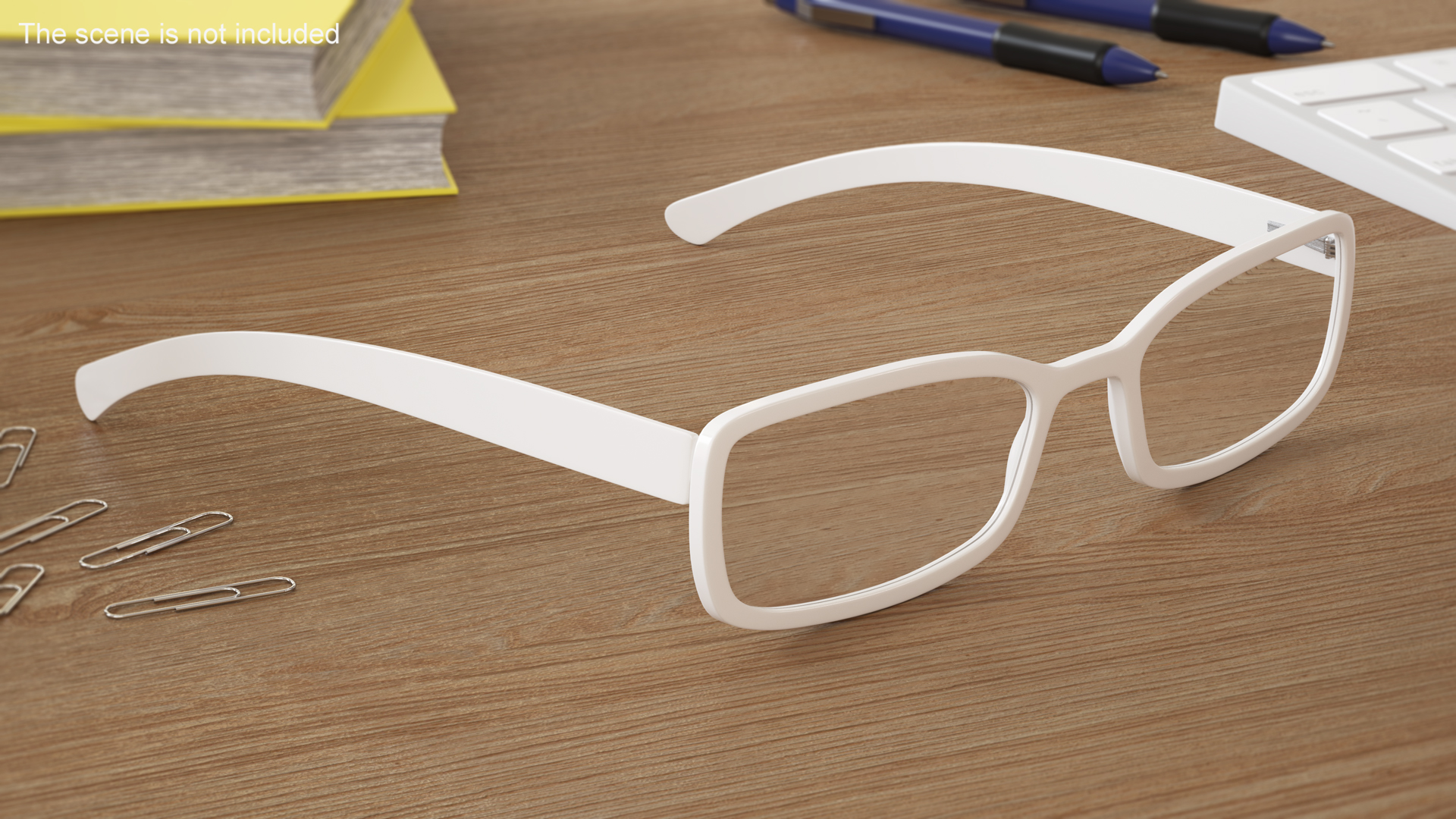 3D White Optical Square Glasses model