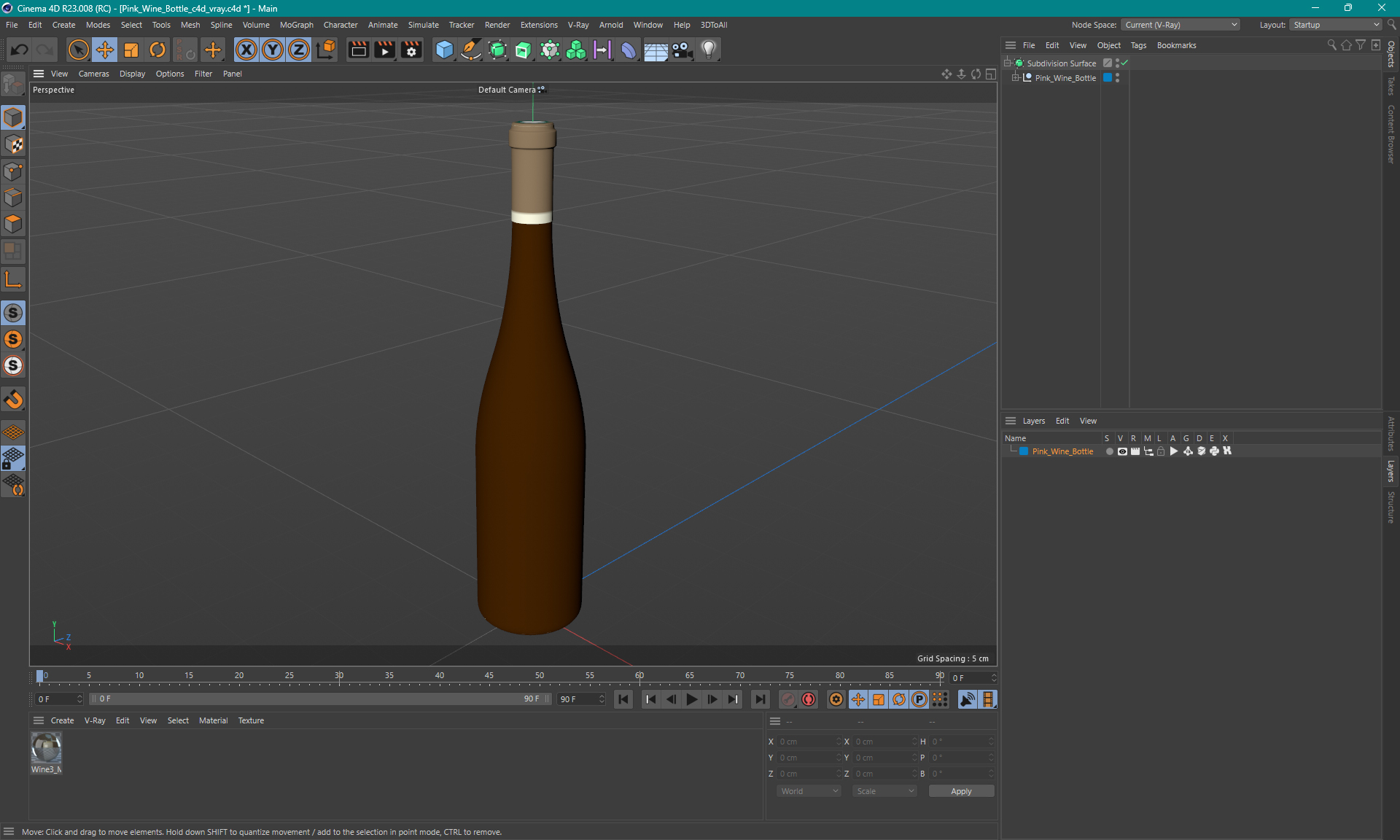 3D Pink Wine Bottle