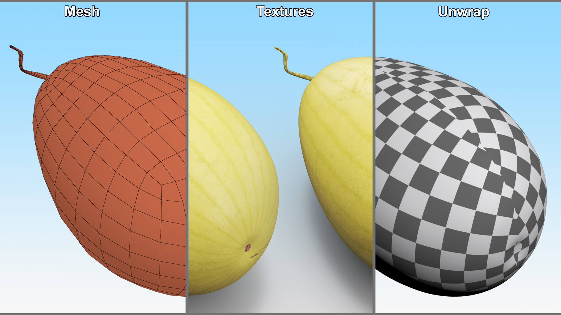 Yellow Skin Watermelon 3D