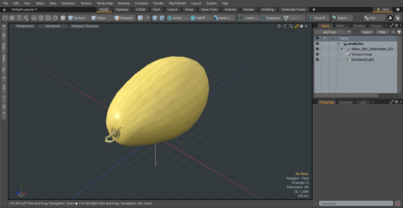 Yellow Skin Watermelon 3D