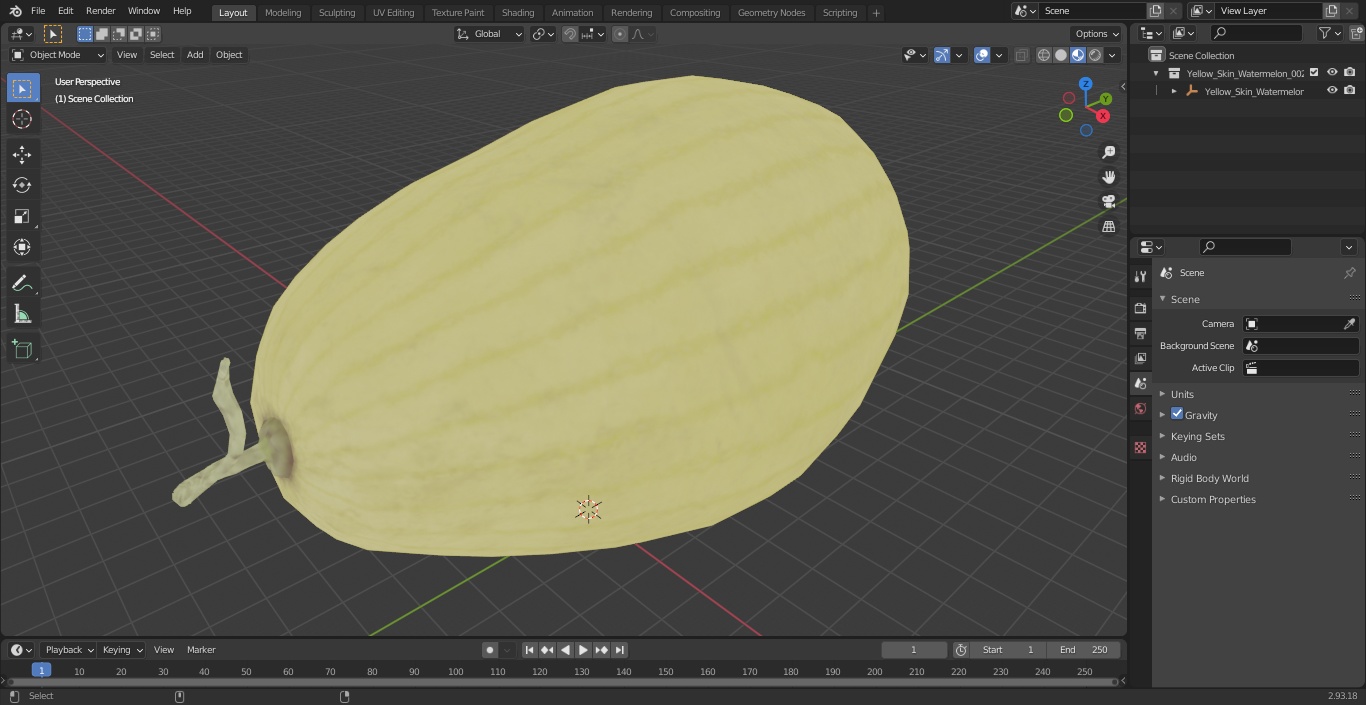 Yellow Skin Watermelon 3D