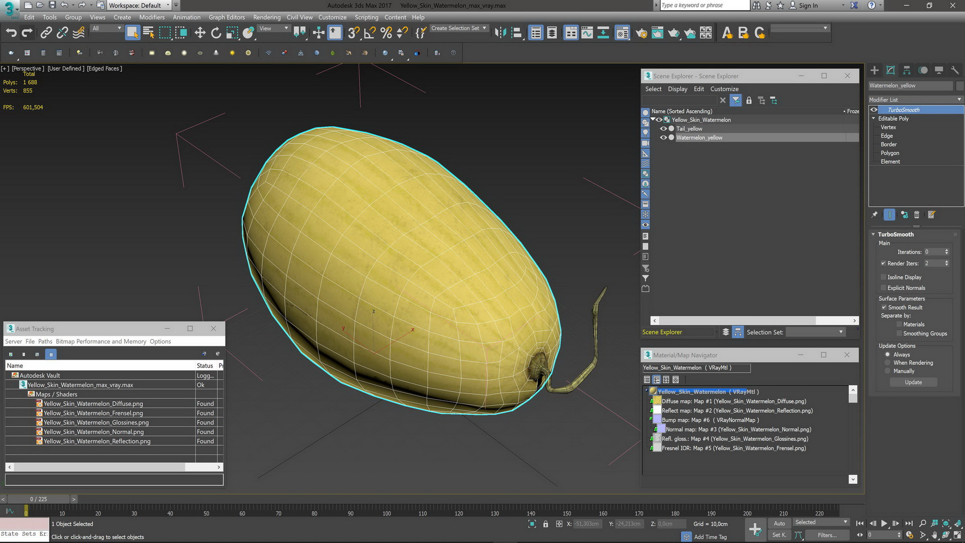 Yellow Skin Watermelon 3D