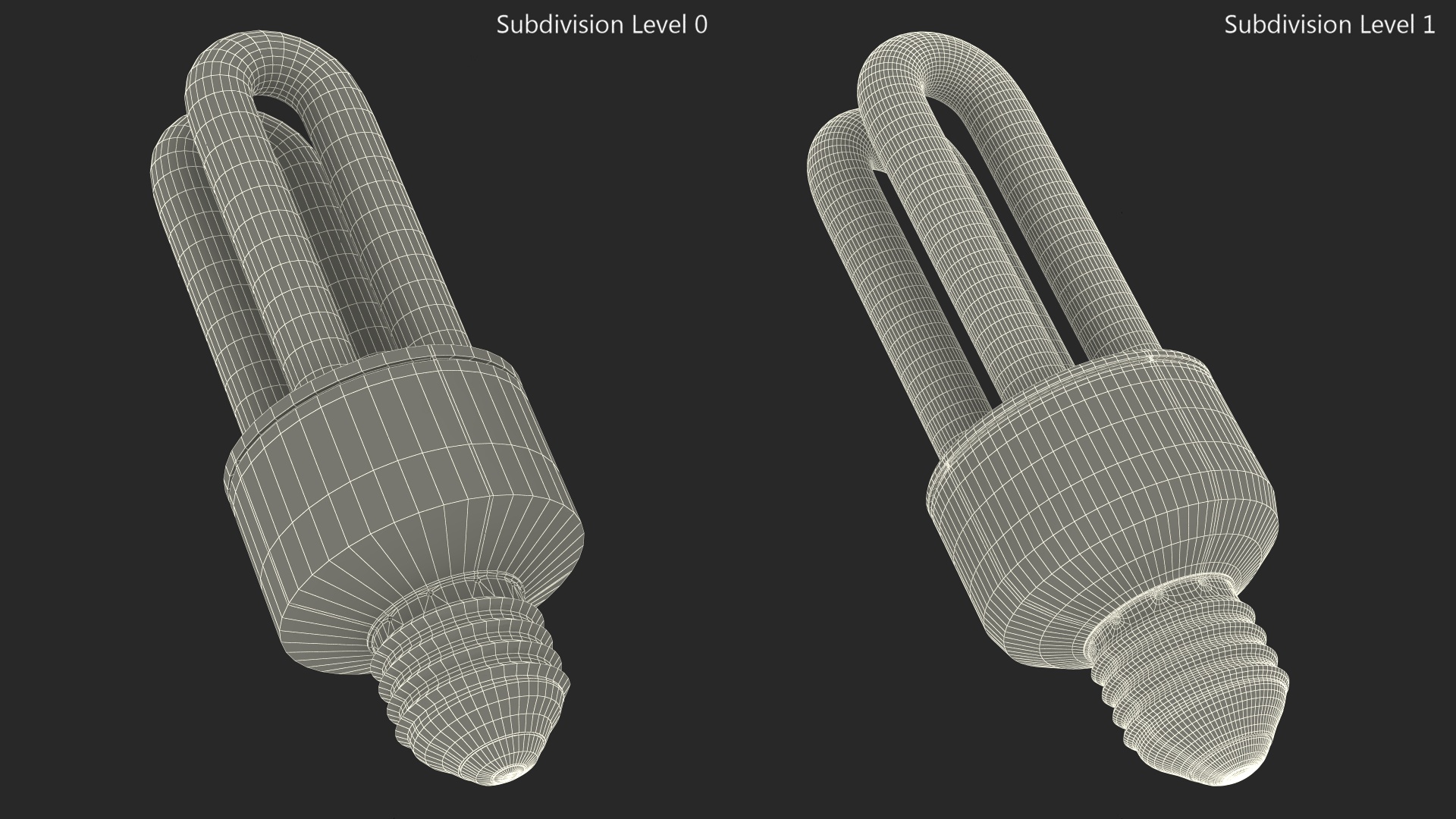 3D Compact Fluorescent Light Bulb ON model