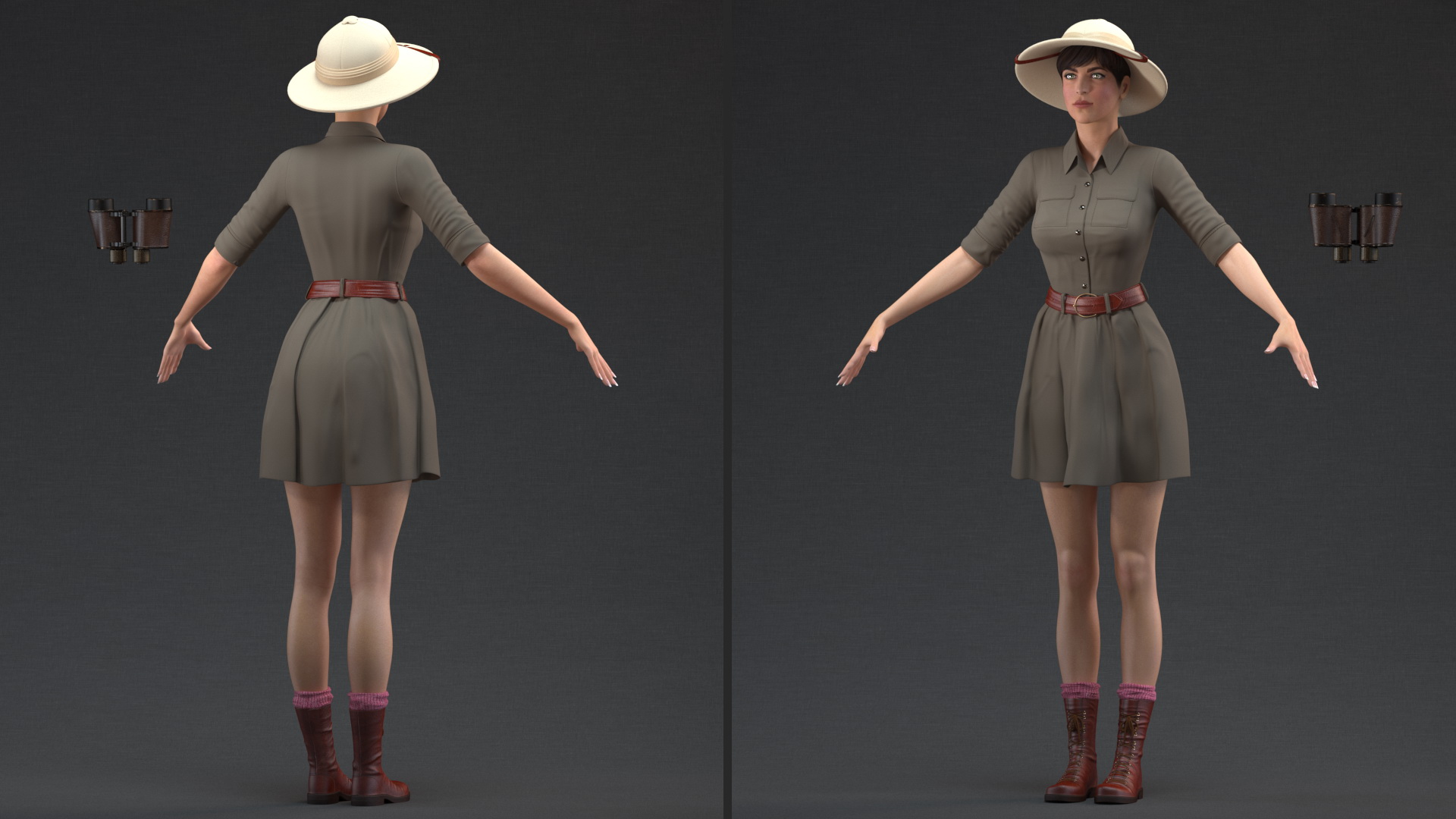 3D Female Zookeeper T Pose model