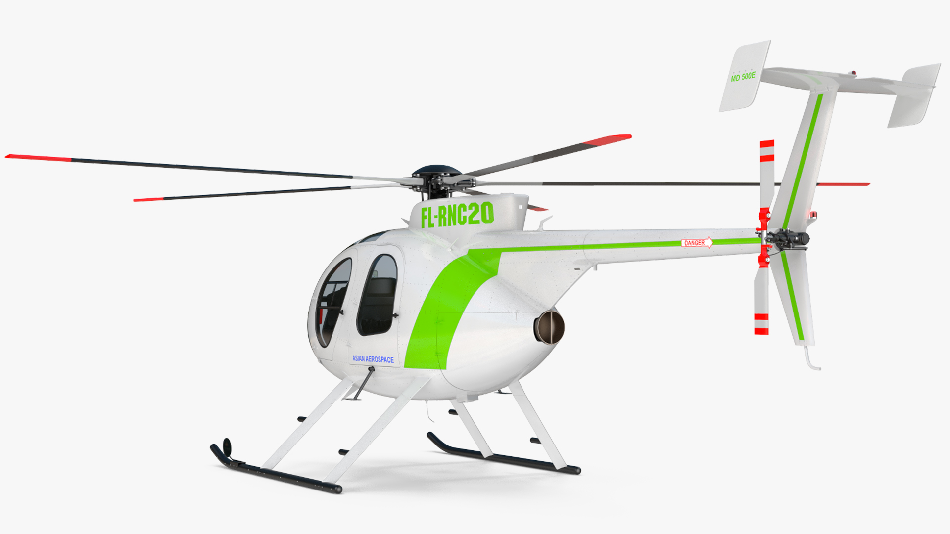 3D MD 500E Light Utility Civilian Helicopter Rigged model