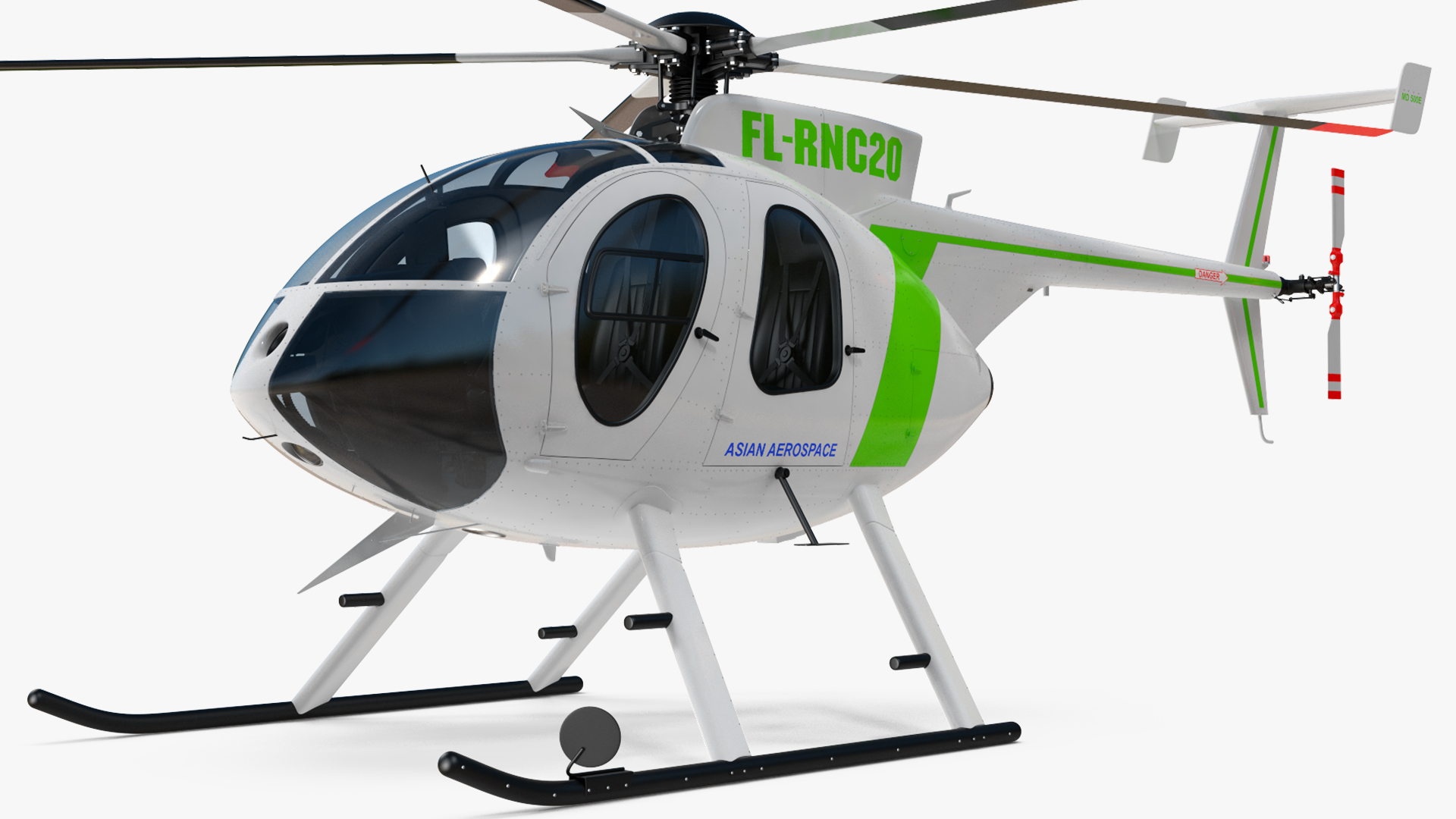 3D MD 500E Light Utility Civilian Helicopter Rigged model