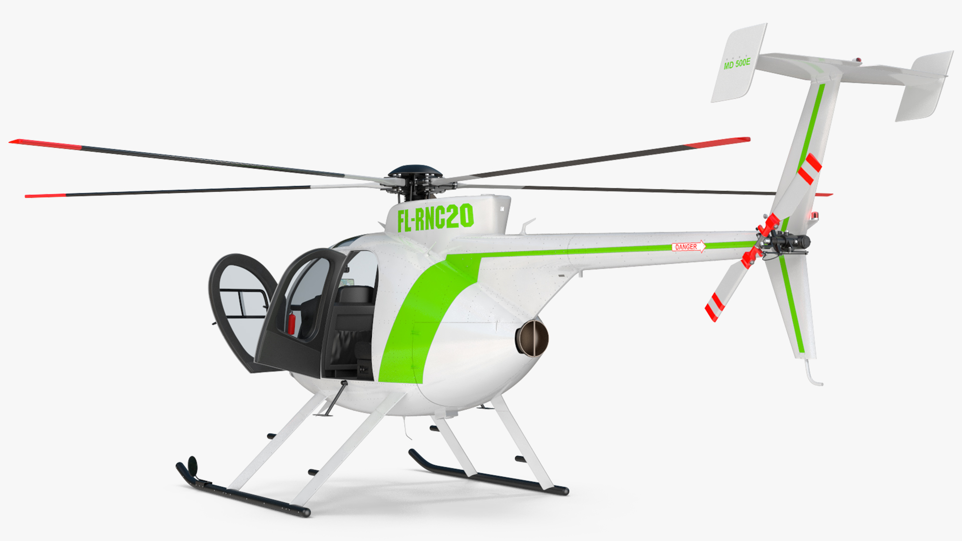 3D MD 500E Light Utility Civilian Helicopter Rigged model