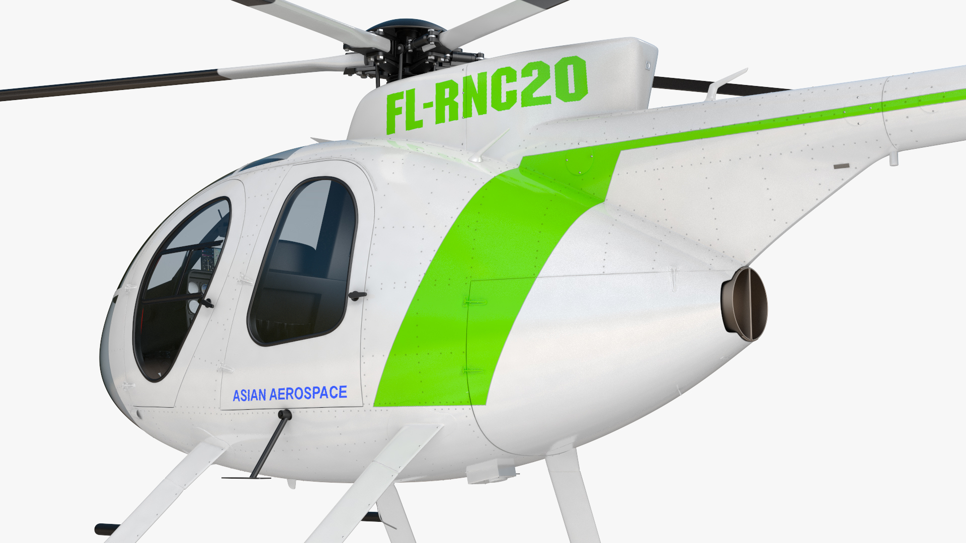 3D MD 500E Light Utility Civilian Helicopter Rigged model