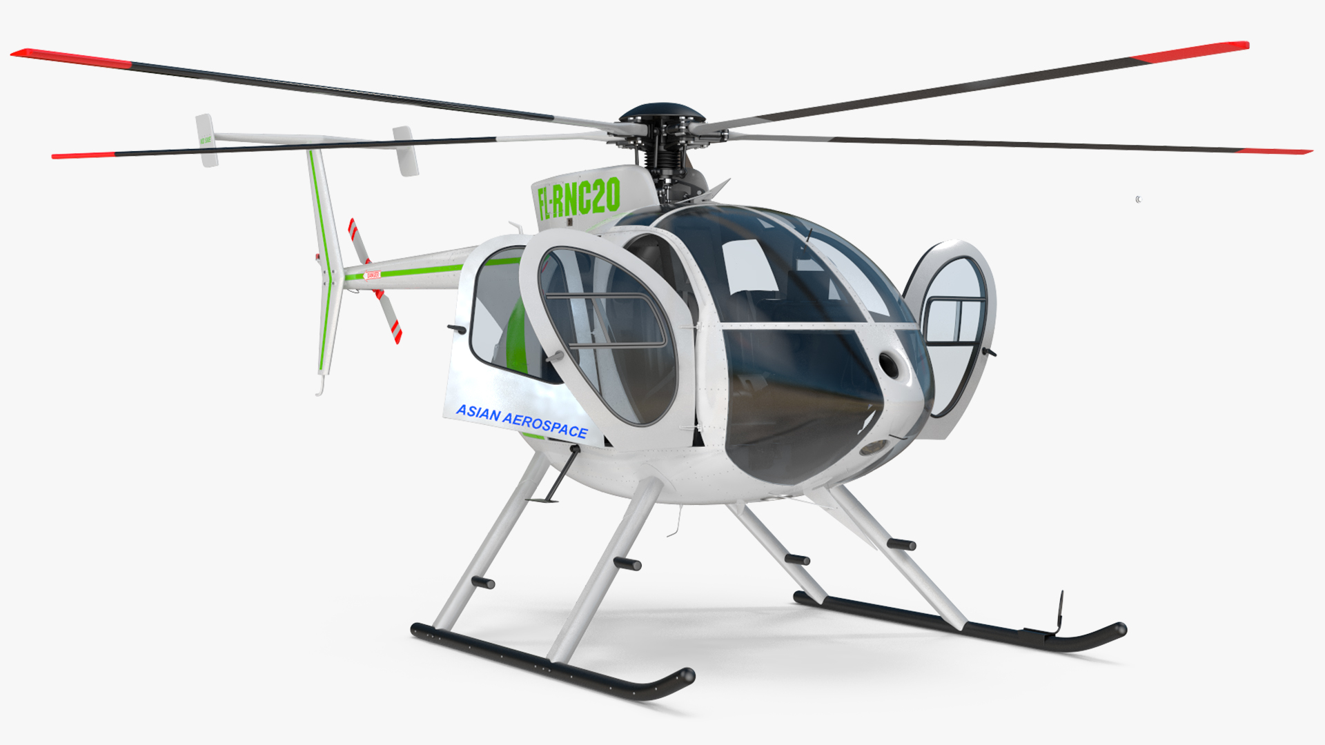 3D MD 500E Light Utility Civilian Helicopter Rigged model