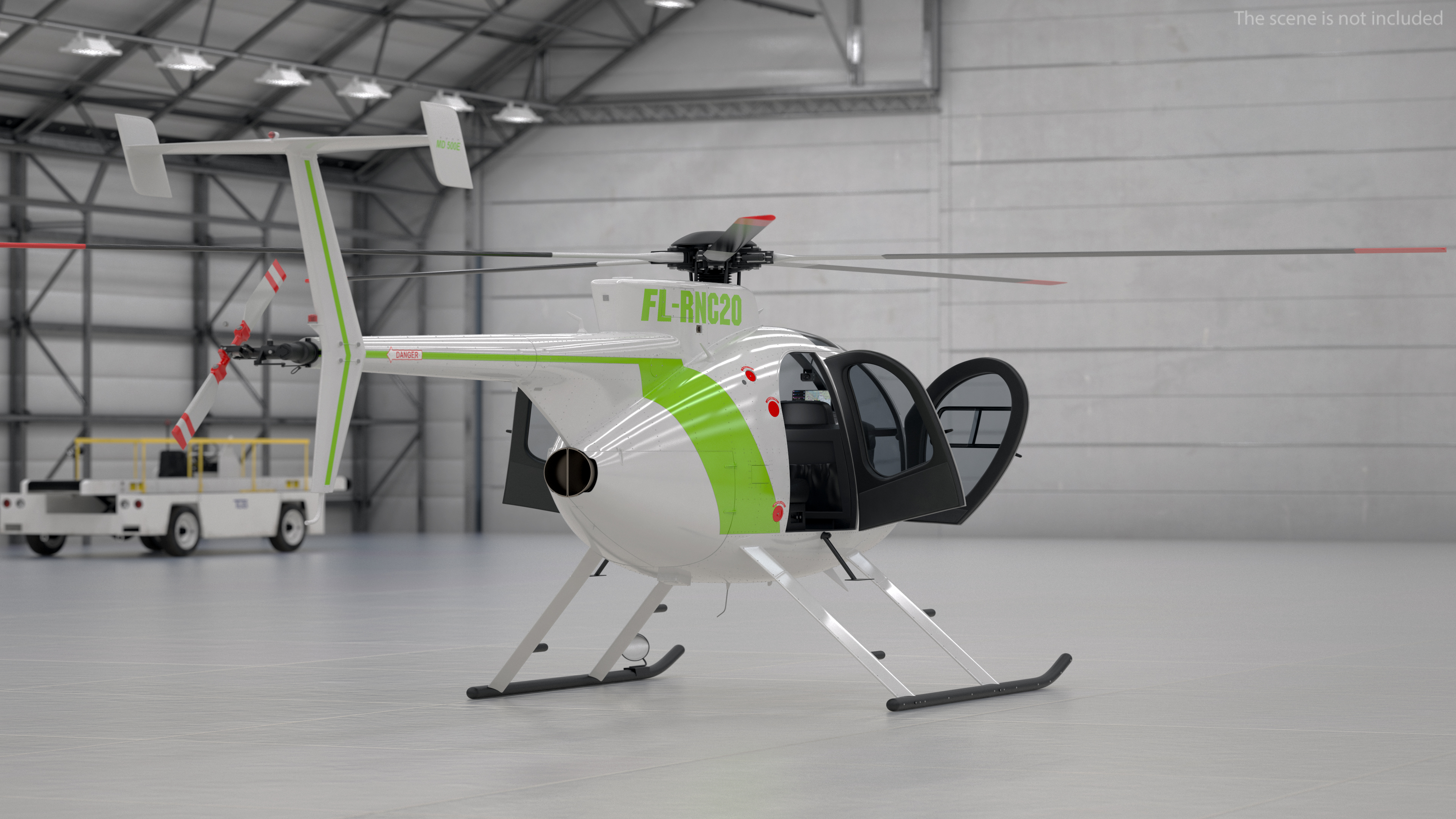 3D MD 500E Light Utility Civilian Helicopter Rigged model