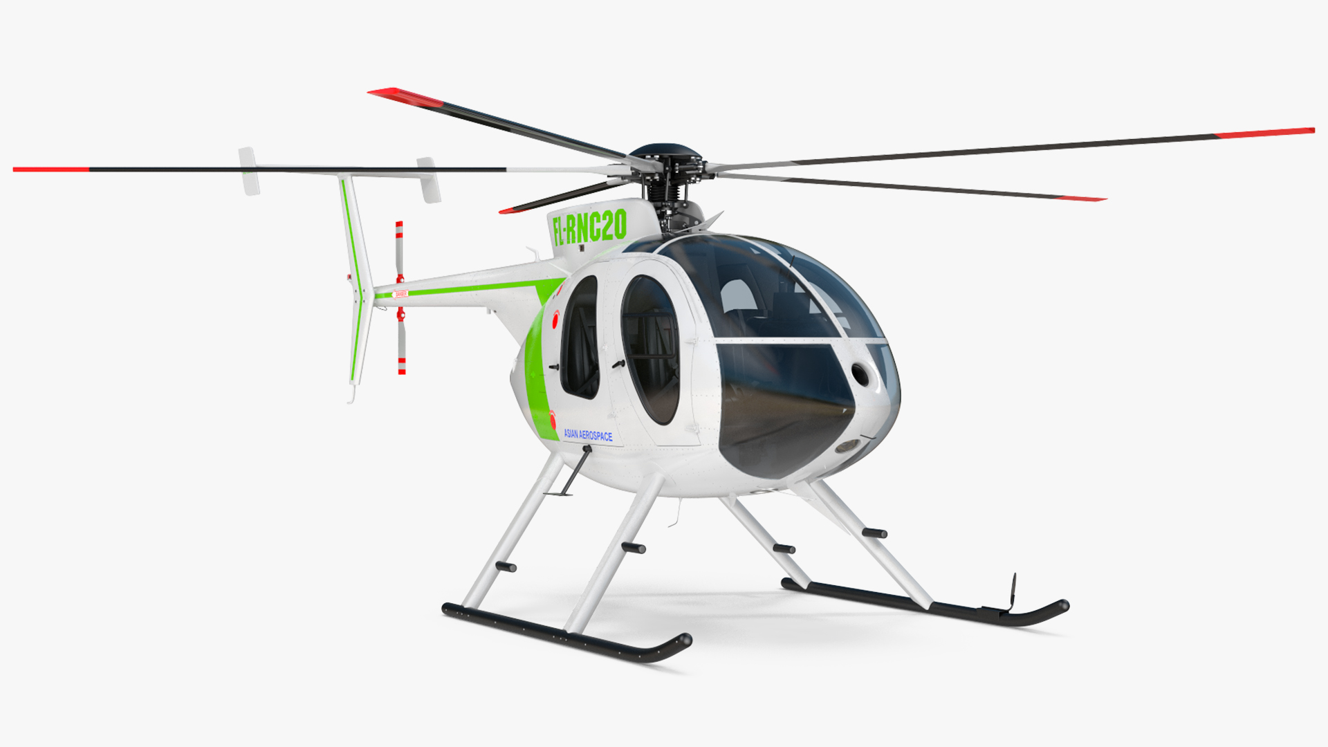 3D MD 500E Light Utility Civilian Helicopter Rigged model