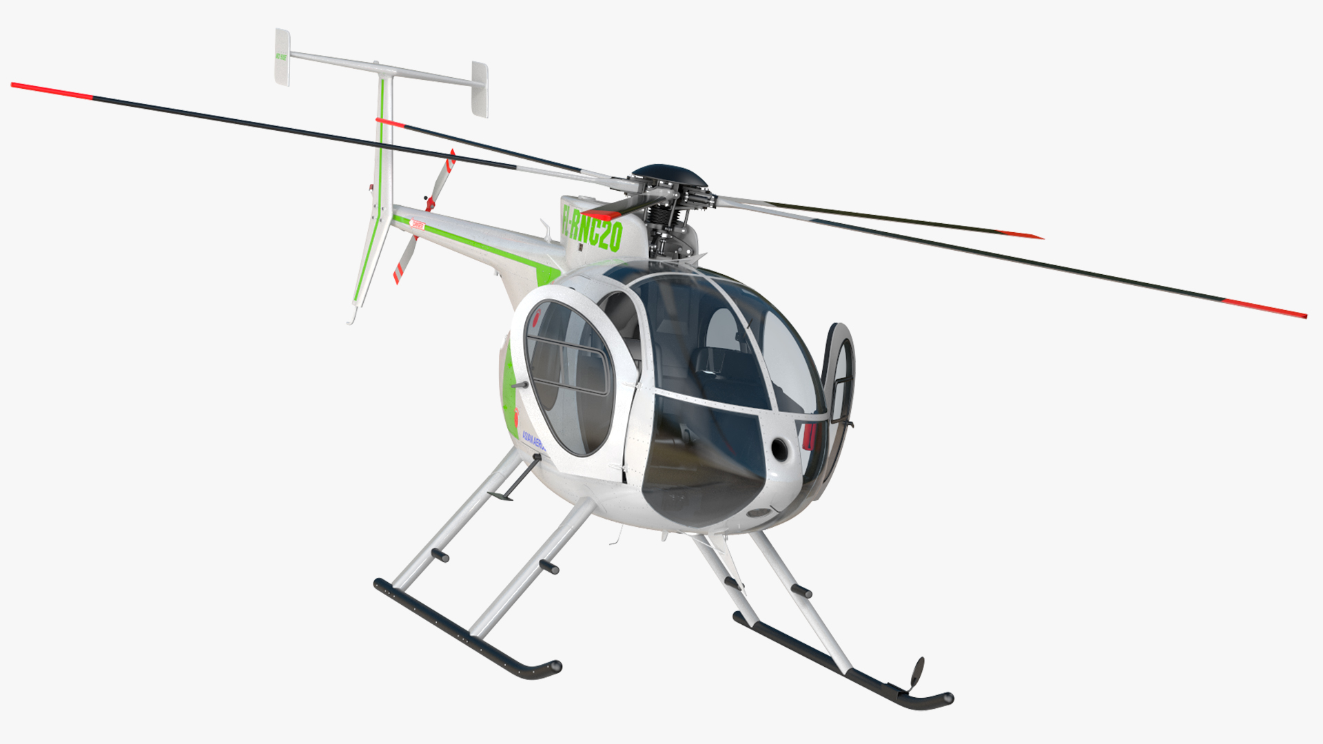 3D MD 500E Light Utility Civilian Helicopter Rigged model