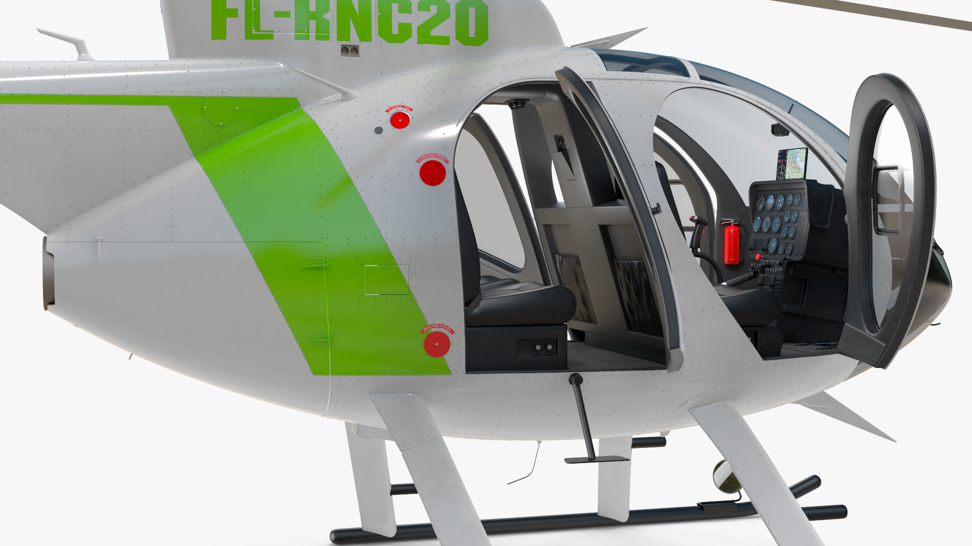 3D MD 500E Light Utility Civilian Helicopter Rigged model