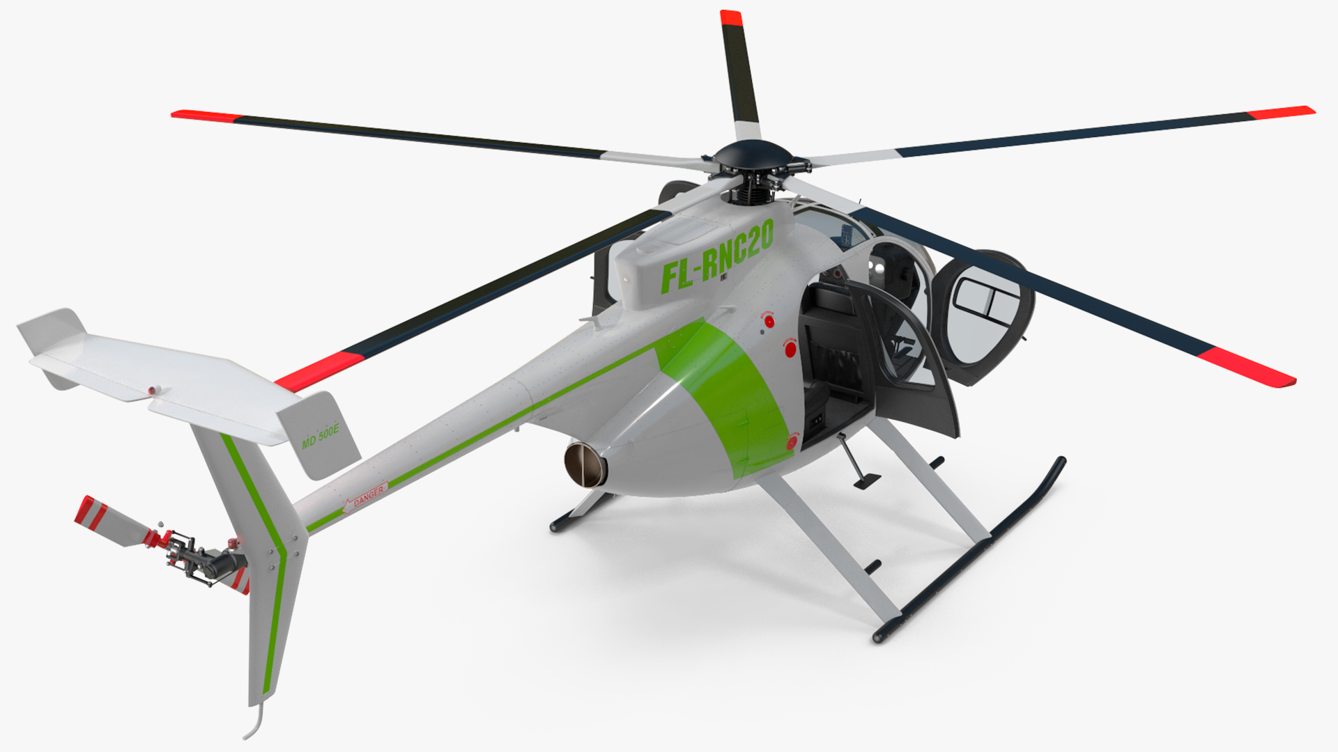 3D MD 500E Light Utility Civilian Helicopter Rigged model