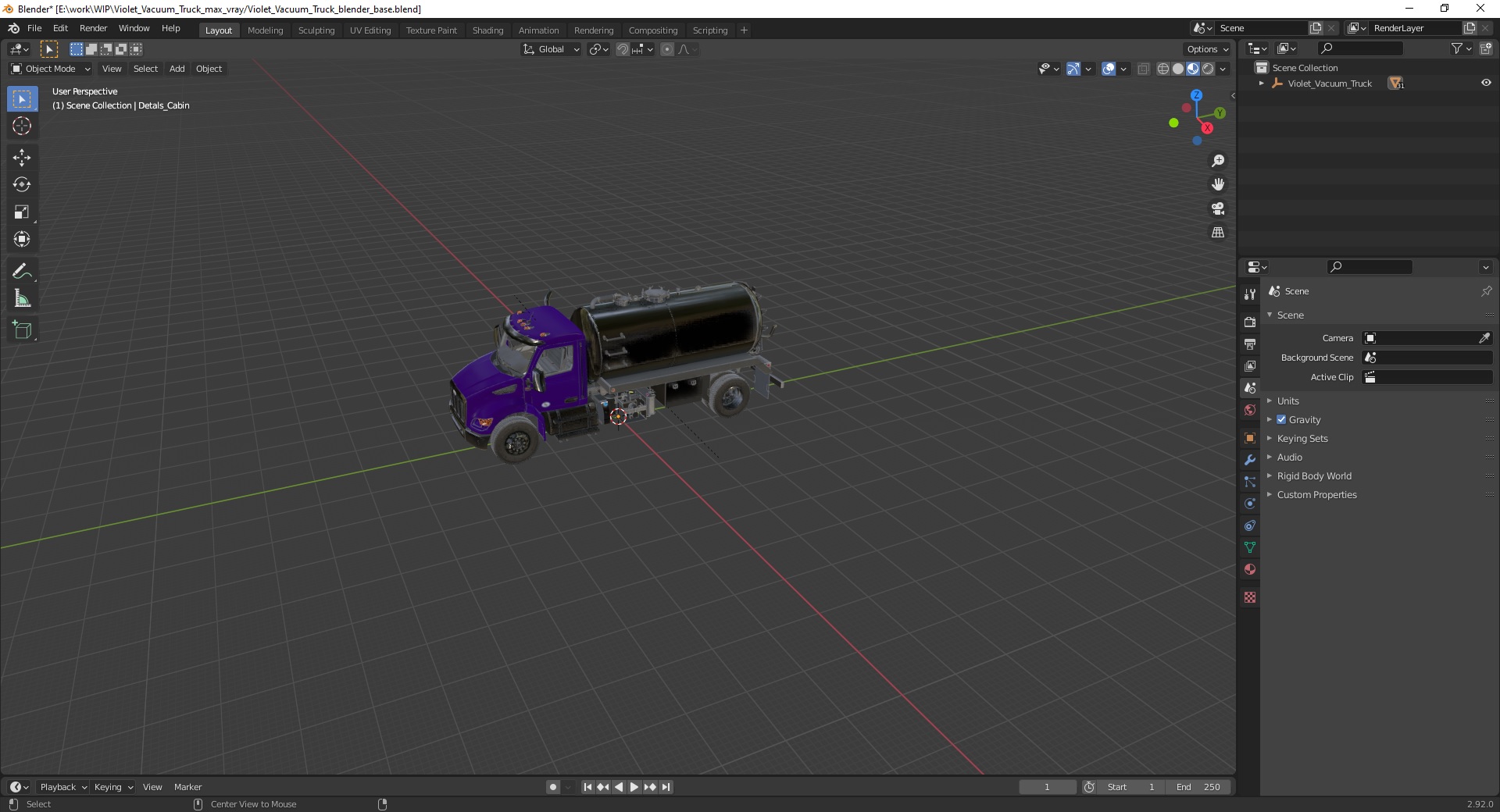 Violet Vacuum Truck 3D model