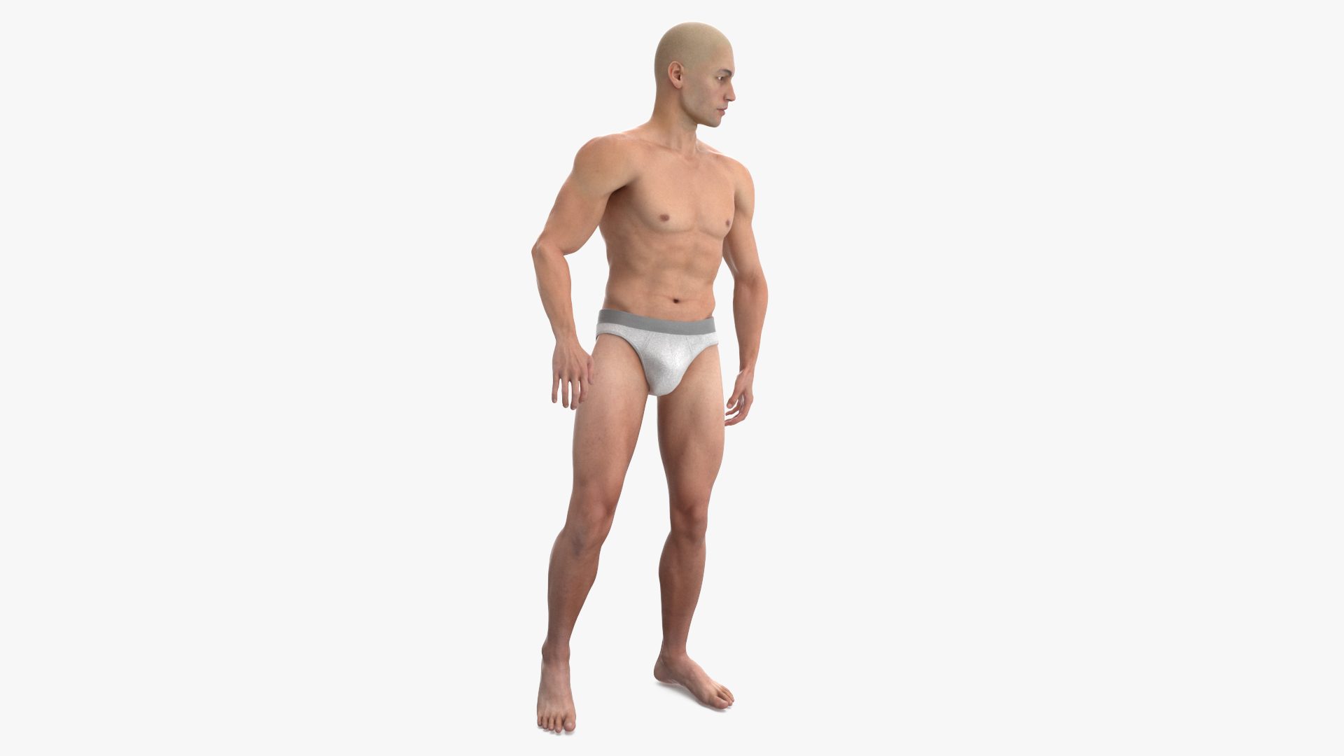 3D Athletic Male Figure in Underwear model