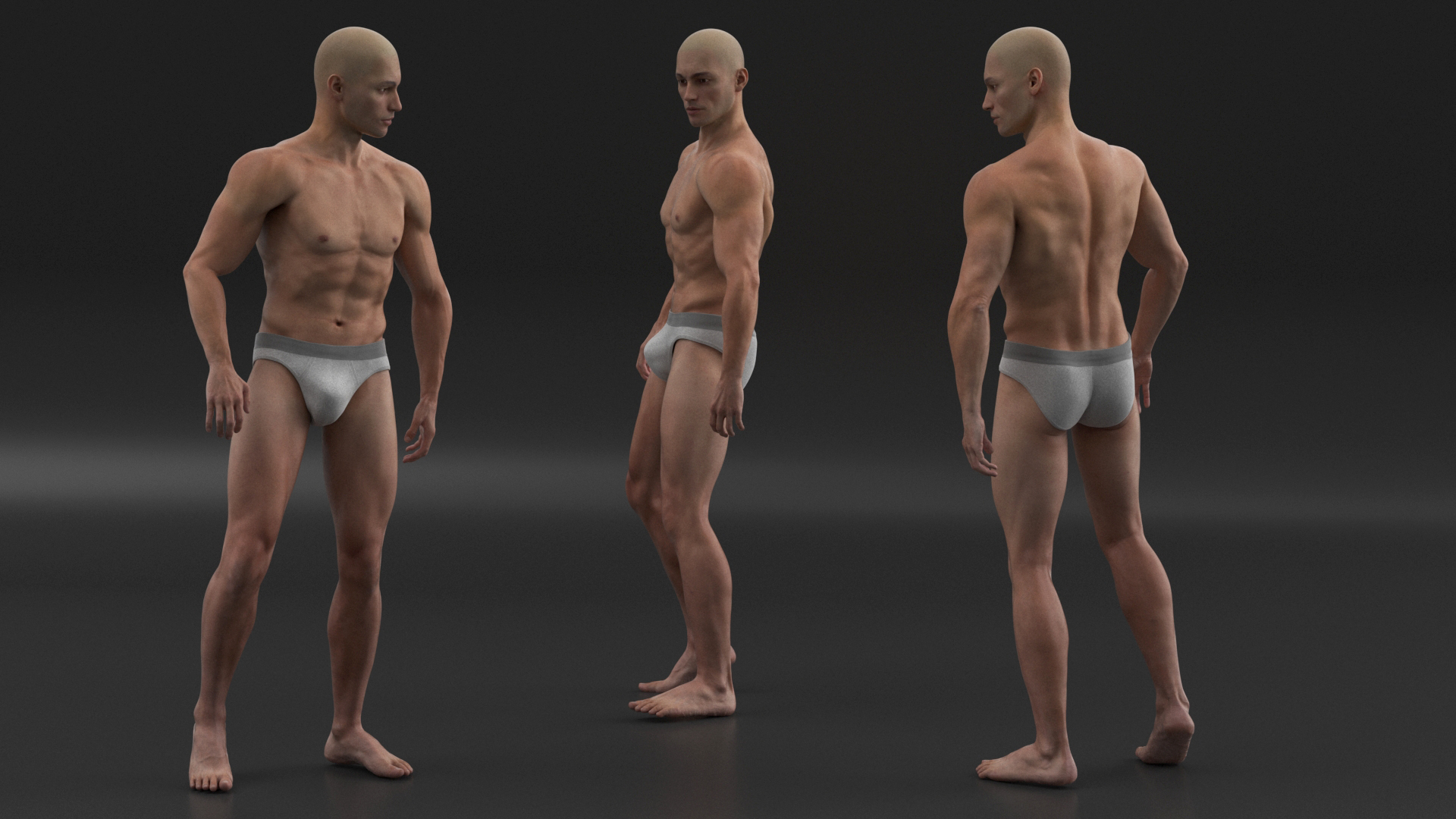 3D Athletic Male Figure in Underwear model