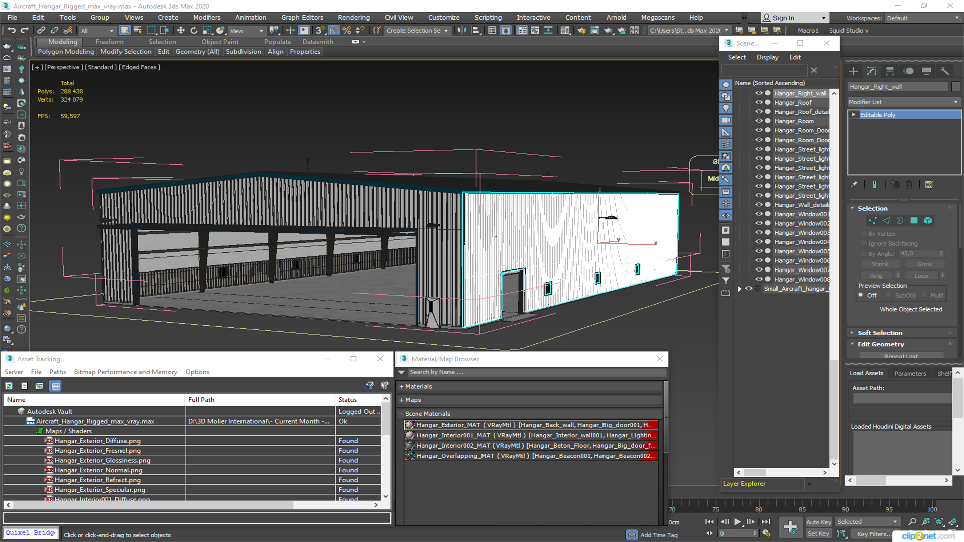 Aircraft Hangar Rigged 3D