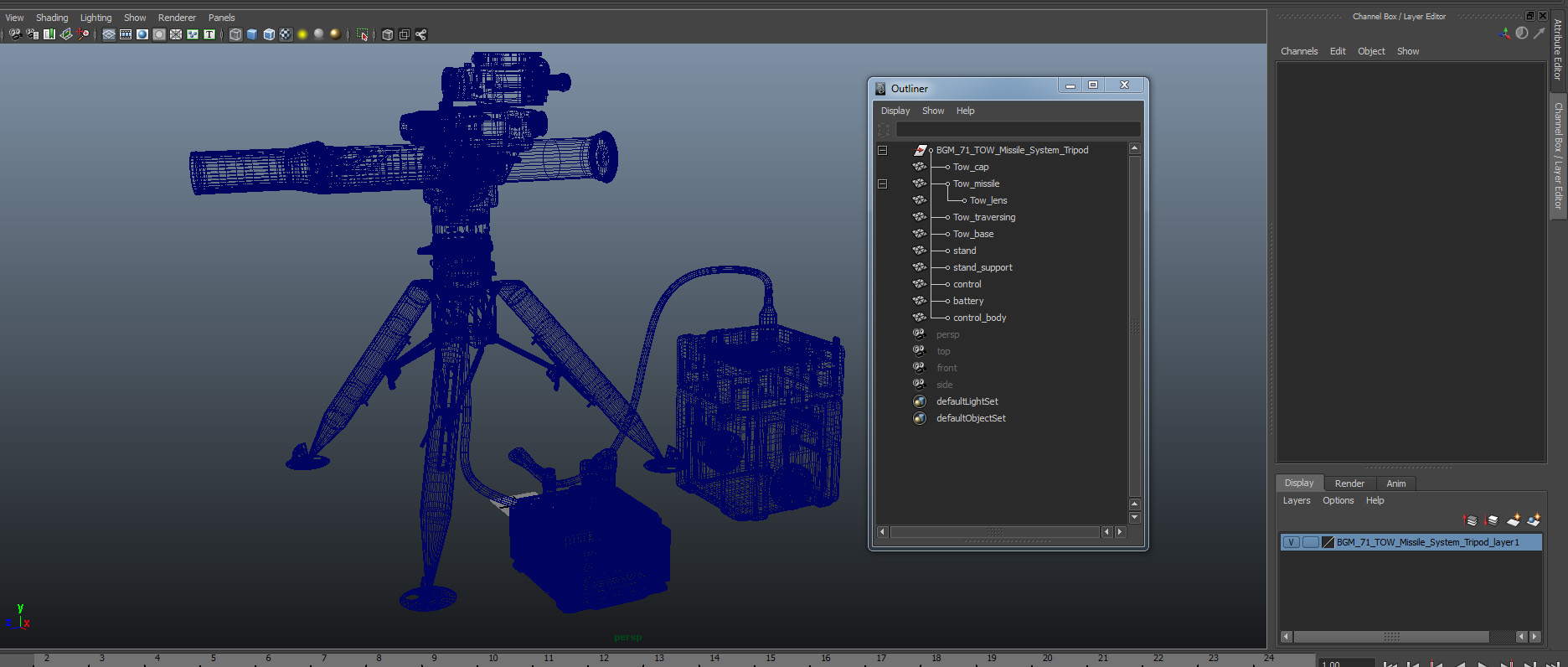 BGM 71 TOW Missile System Tripod 3D