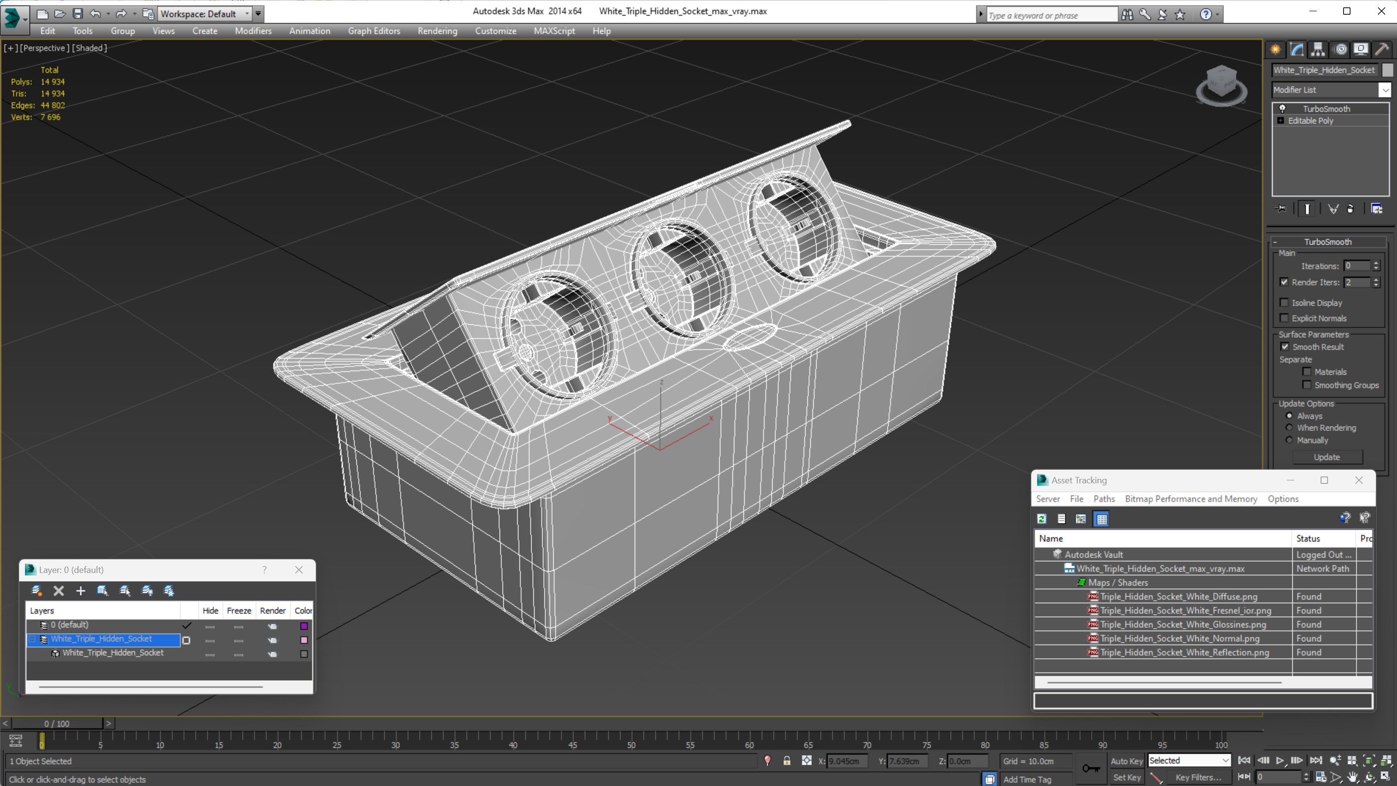 3D White Triple Hidden Socket